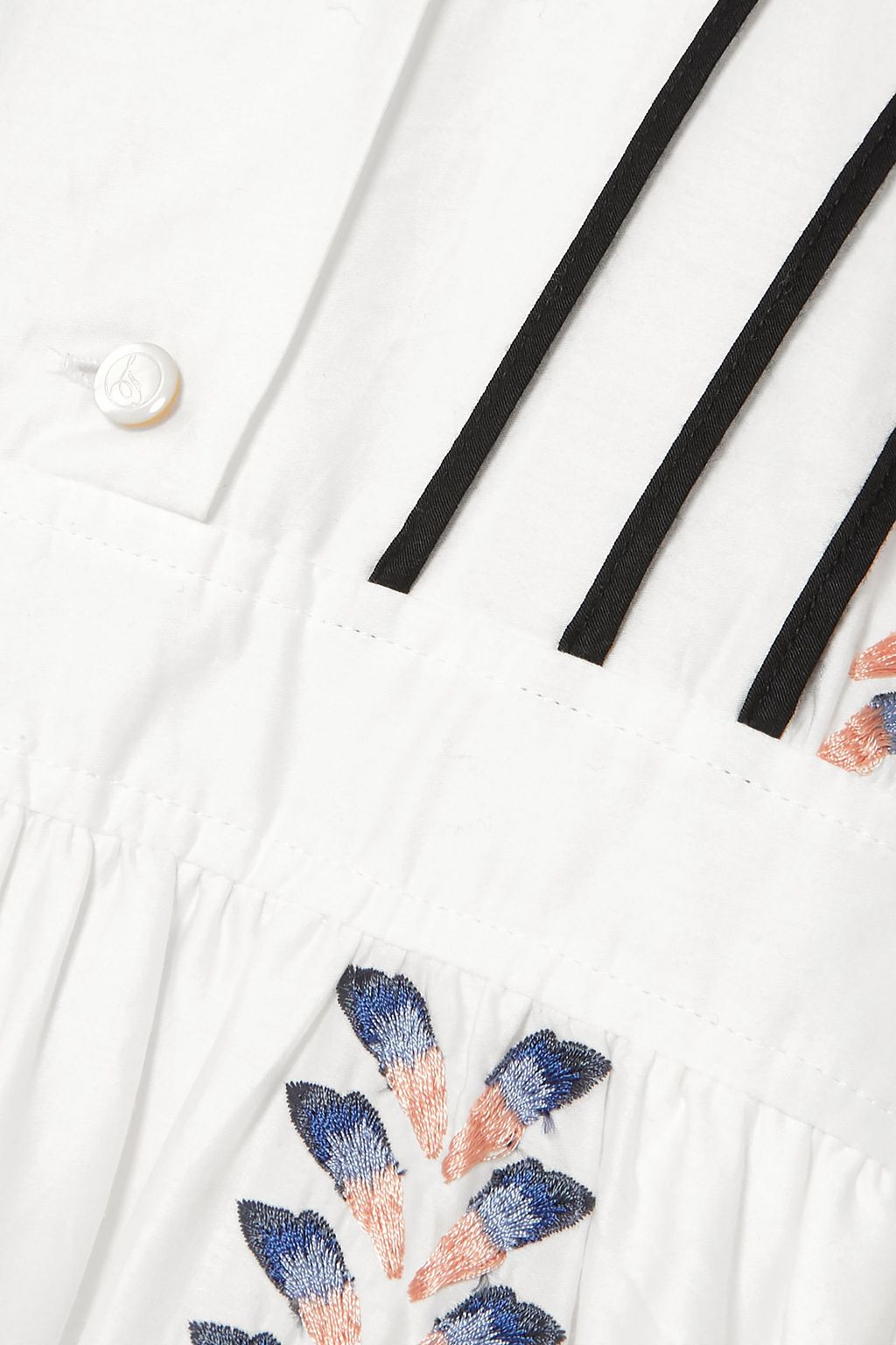 TEMPERLEY LONDON Cherry Blossom embroidered cotton-poplin midi dress