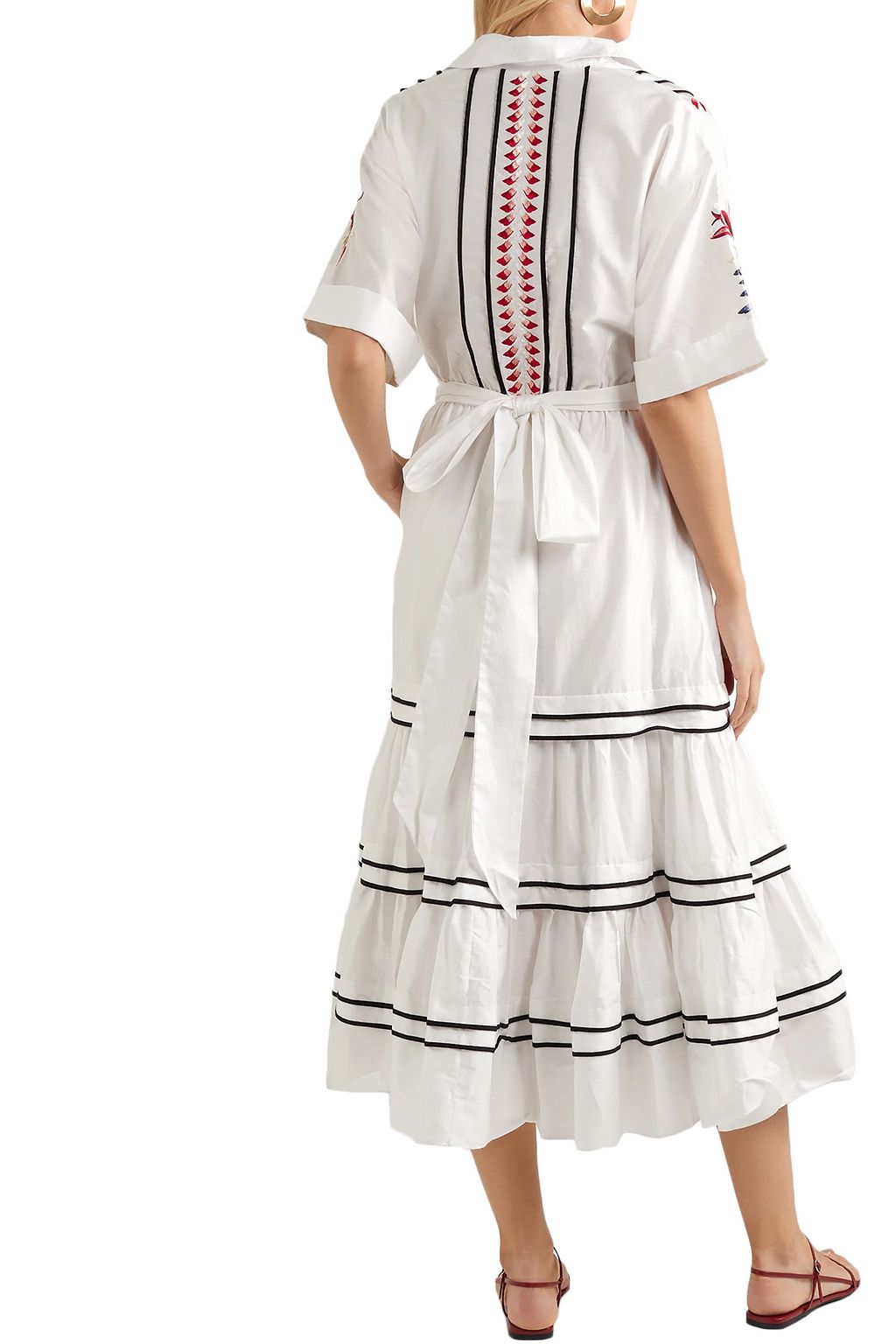 TEMPERLEY LONDON Cherry Blossom embroidered cotton-poplin midi dress