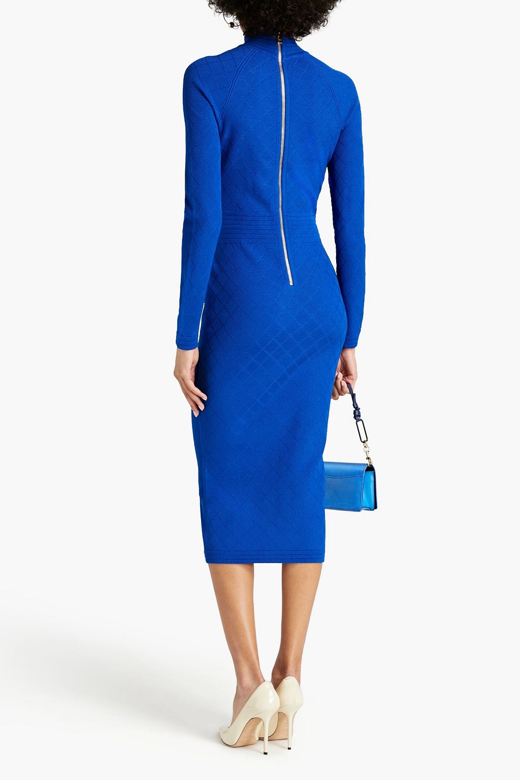 BALMAIN Button-embellished jacquard-knit midi dress