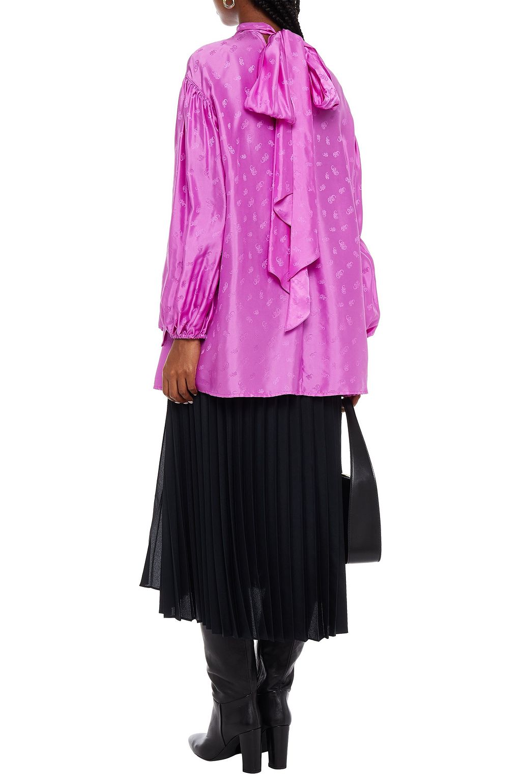 CHLOÉ Bow-detailed silk-jacquard blouse