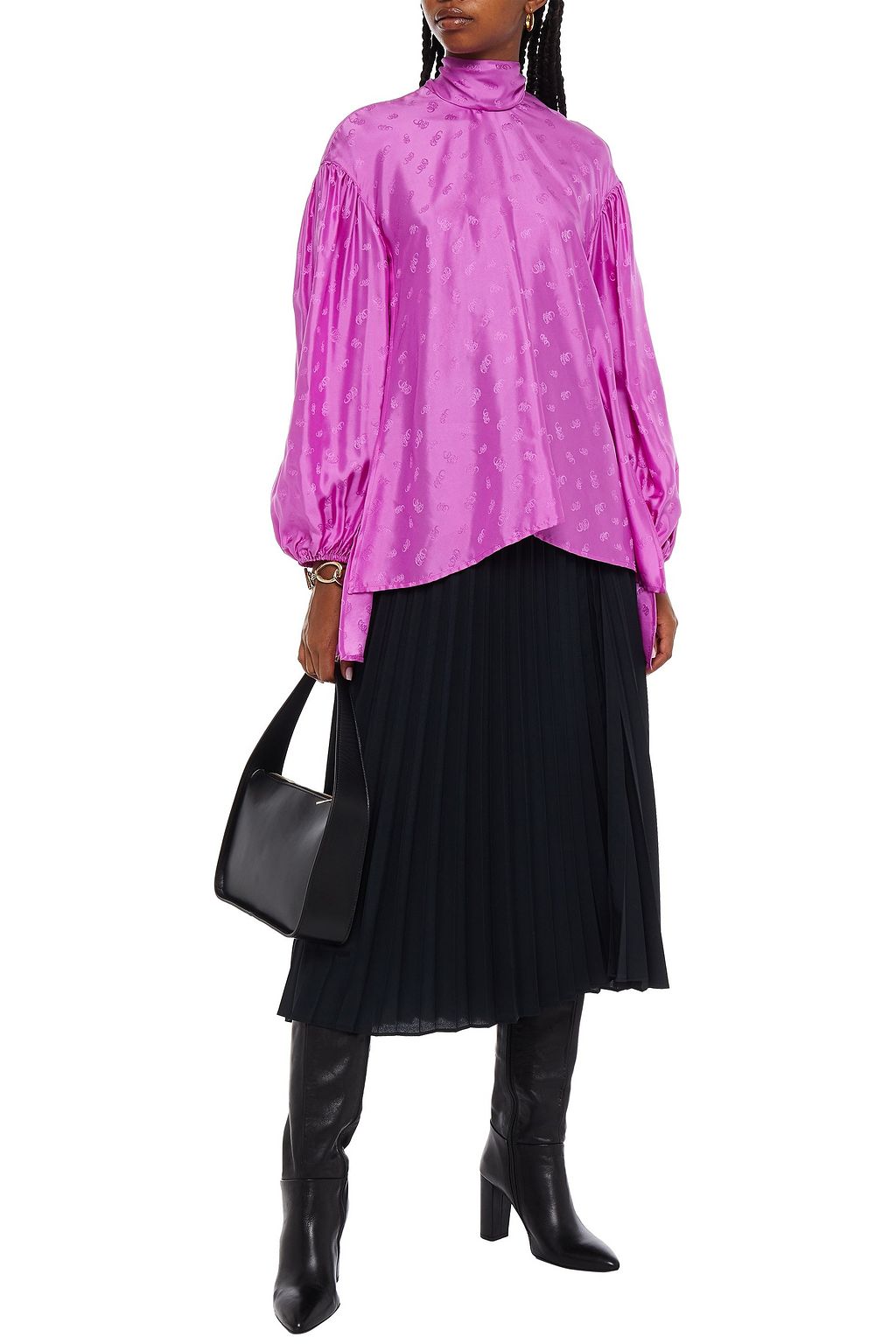 CHLOÉ Bow-detailed silk-jacquard blouse