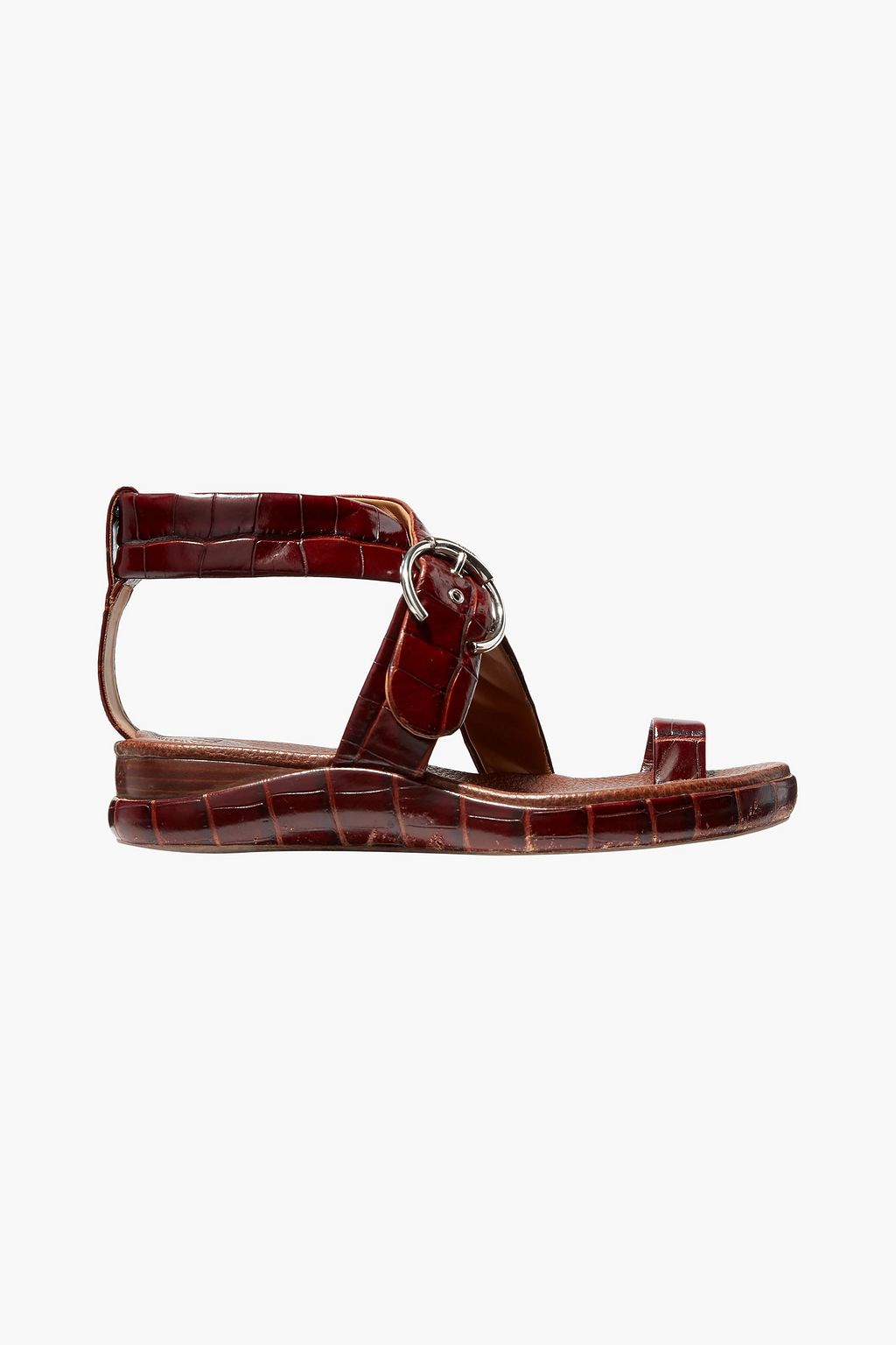 CHLOÉ Wave buckled croc-effect leather platform sandals | THE OUTNET