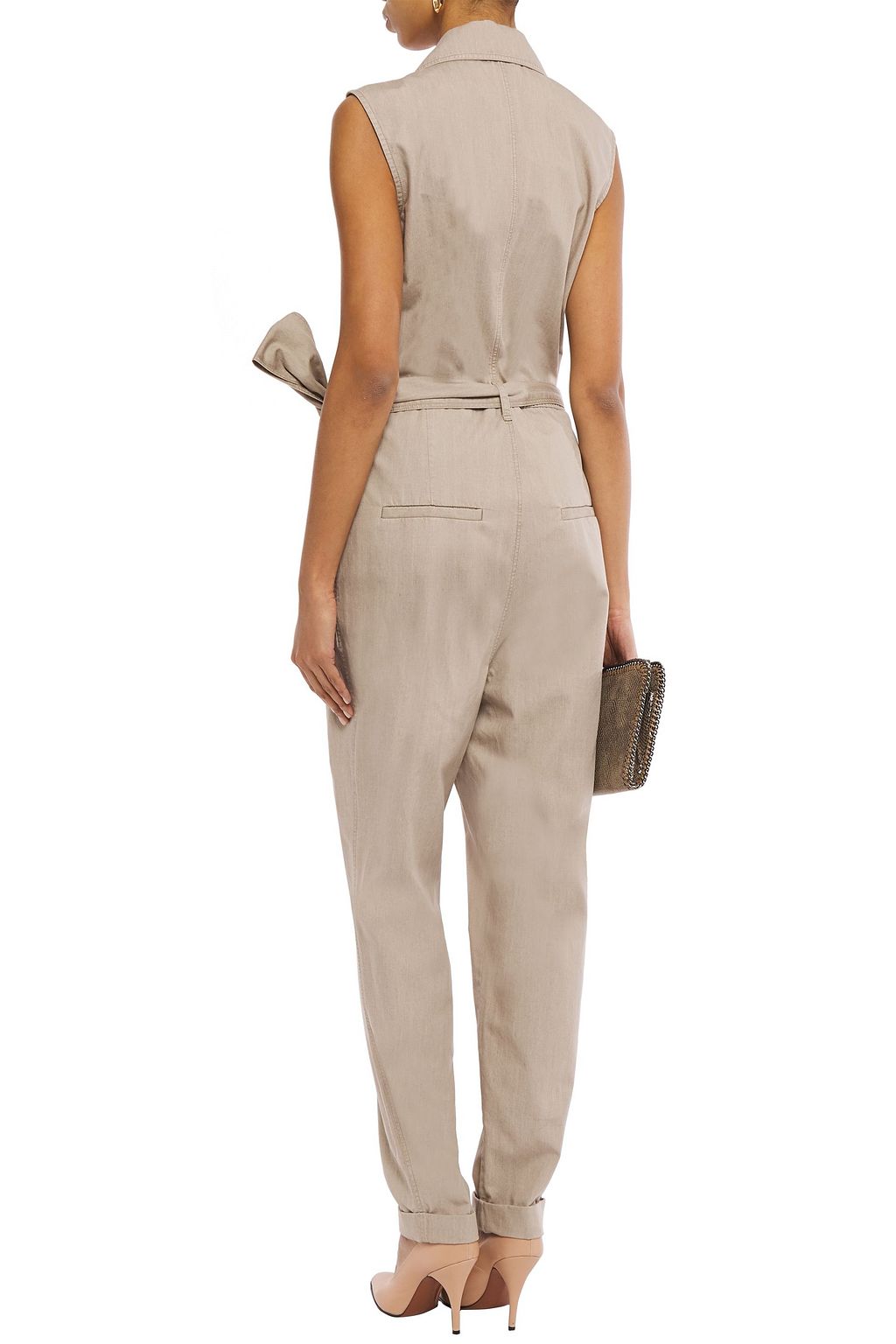 BRUNELLO CUCINELLI Double-breasted belted cotton-poplin jumpsuit