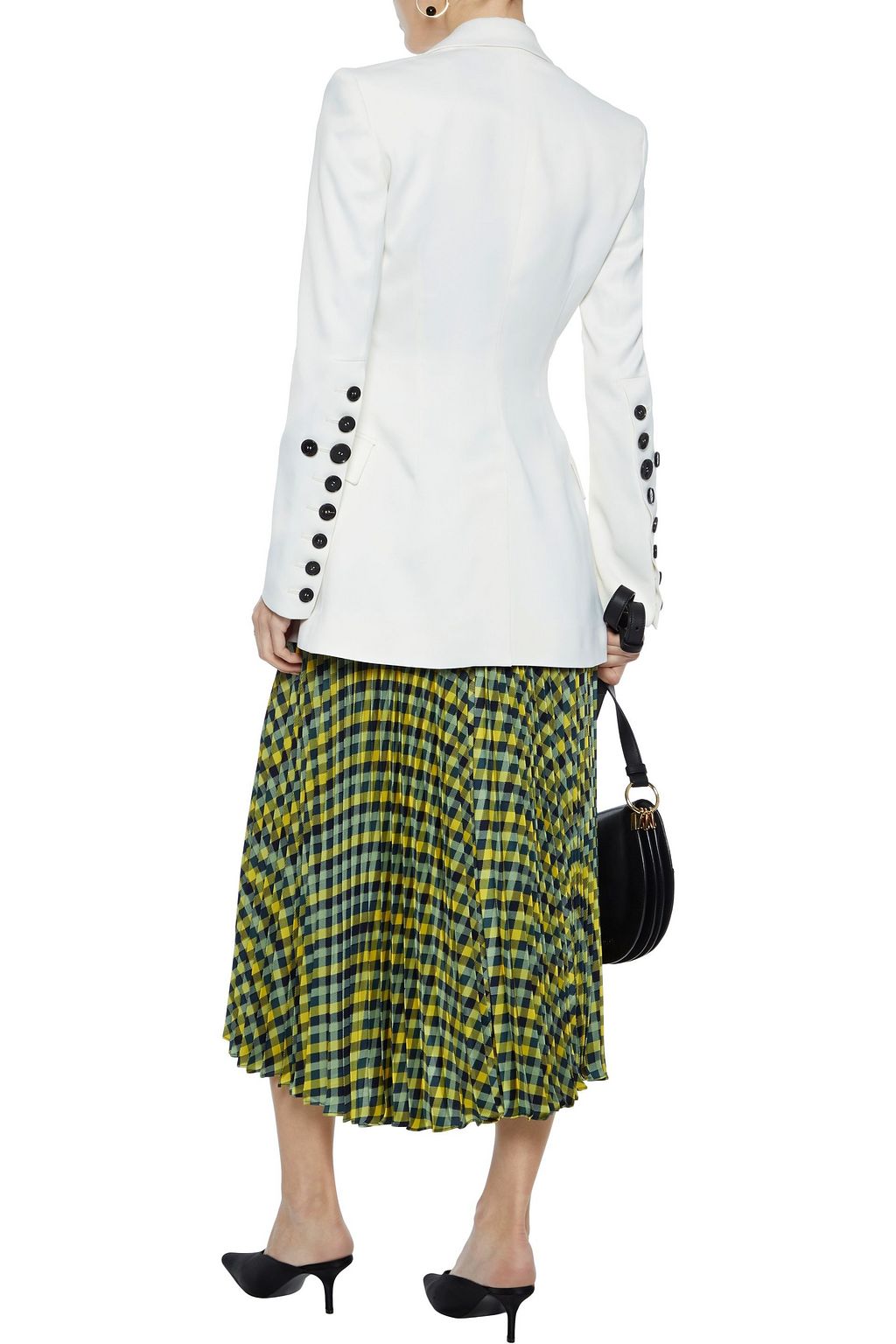 JOSEPH Abbot pleated checked silk-twill midi skirt