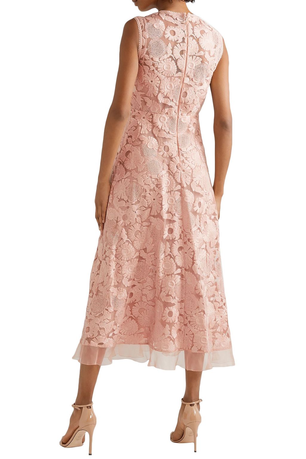 REDVALENTINO Organza-trimmed guipure lace midi dress