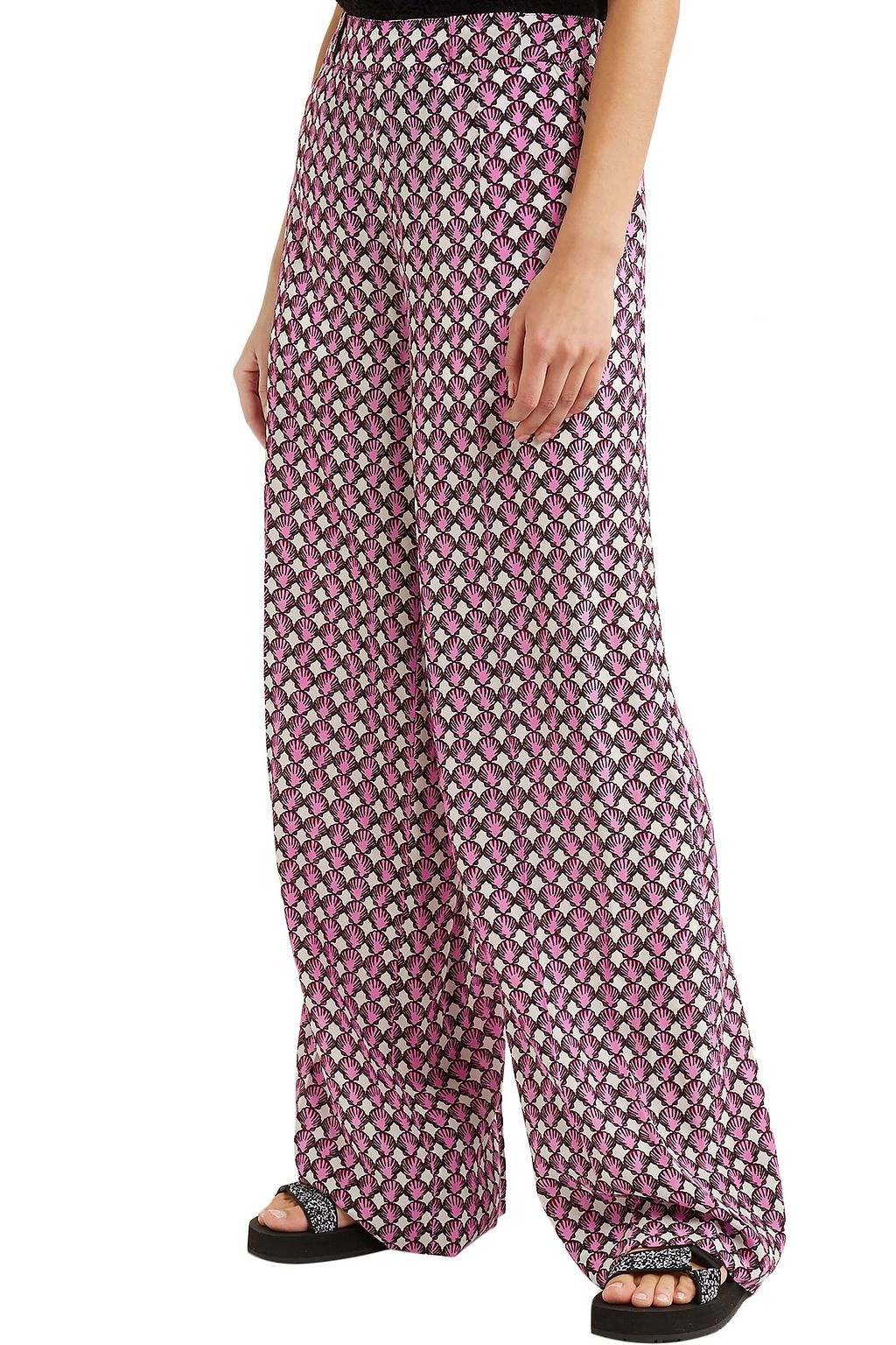 MARNI Printed silk crepe de chine wide-leg pants
