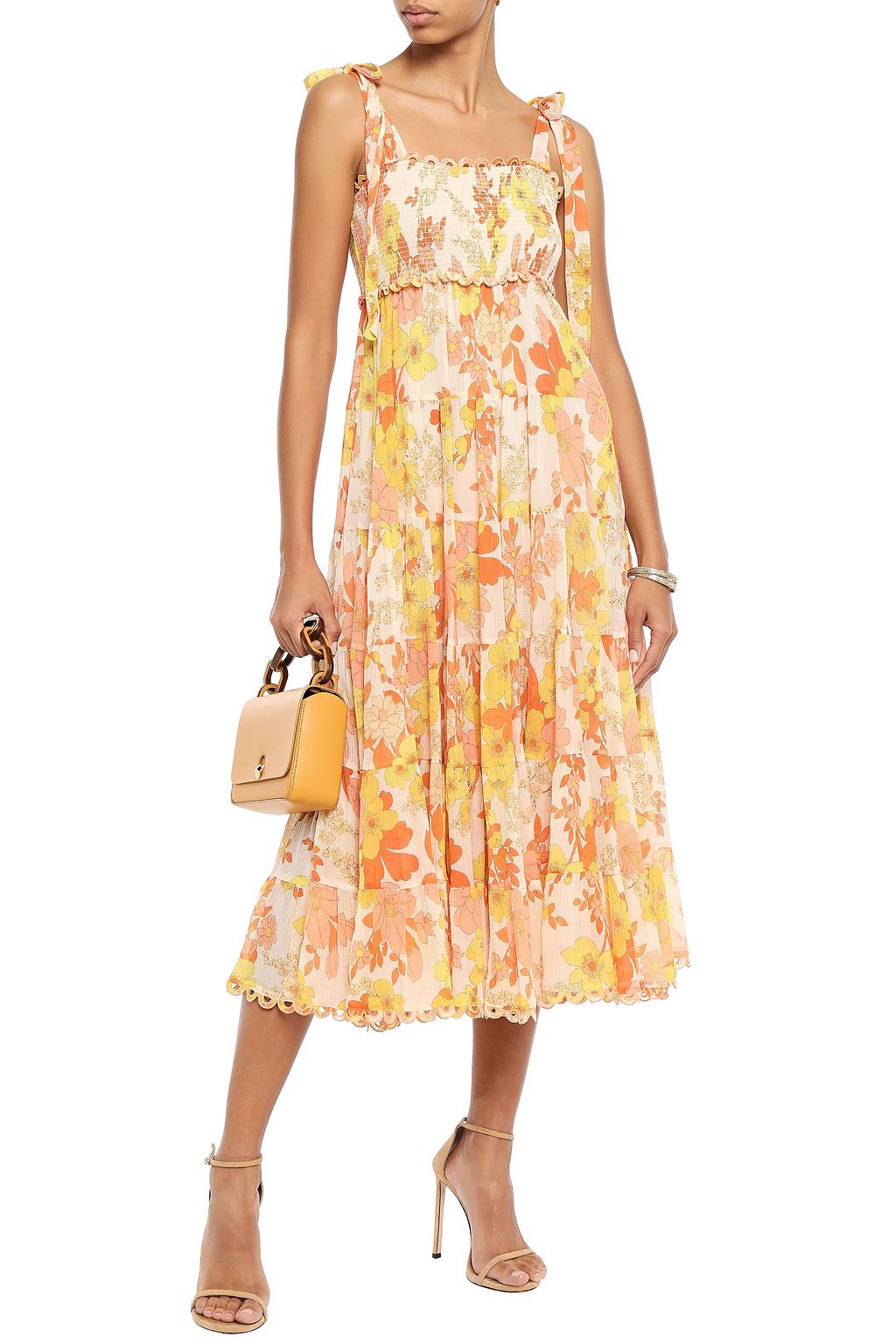 ZIMMERMANN Primrose floral-print crinkled cotton and silk-blend midi dress