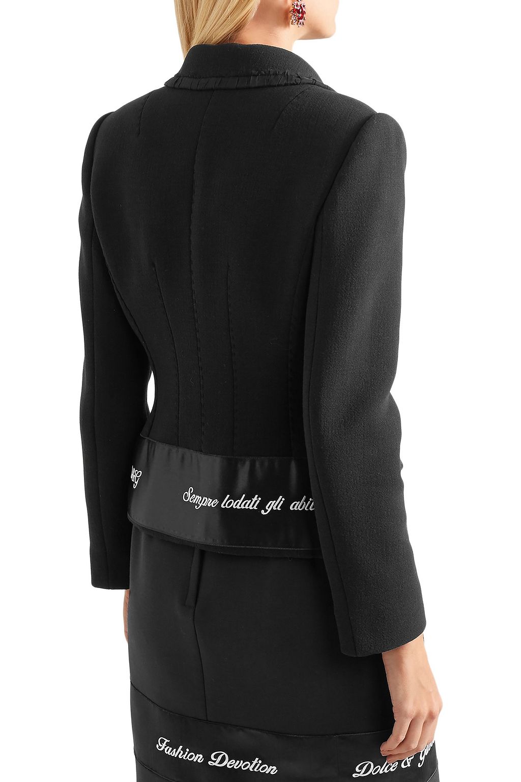 DOLCE&GABBANA Embroidered satin-trimmed wool-blend crepe jacket