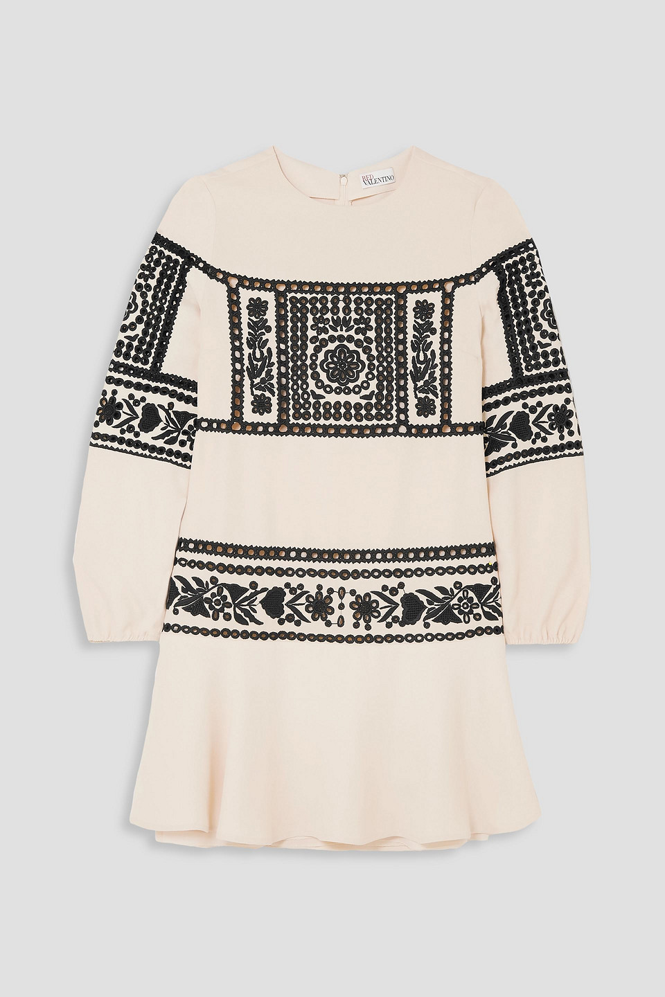 Red Valentino Broderie Anglaise Crepe Mini Dress In White