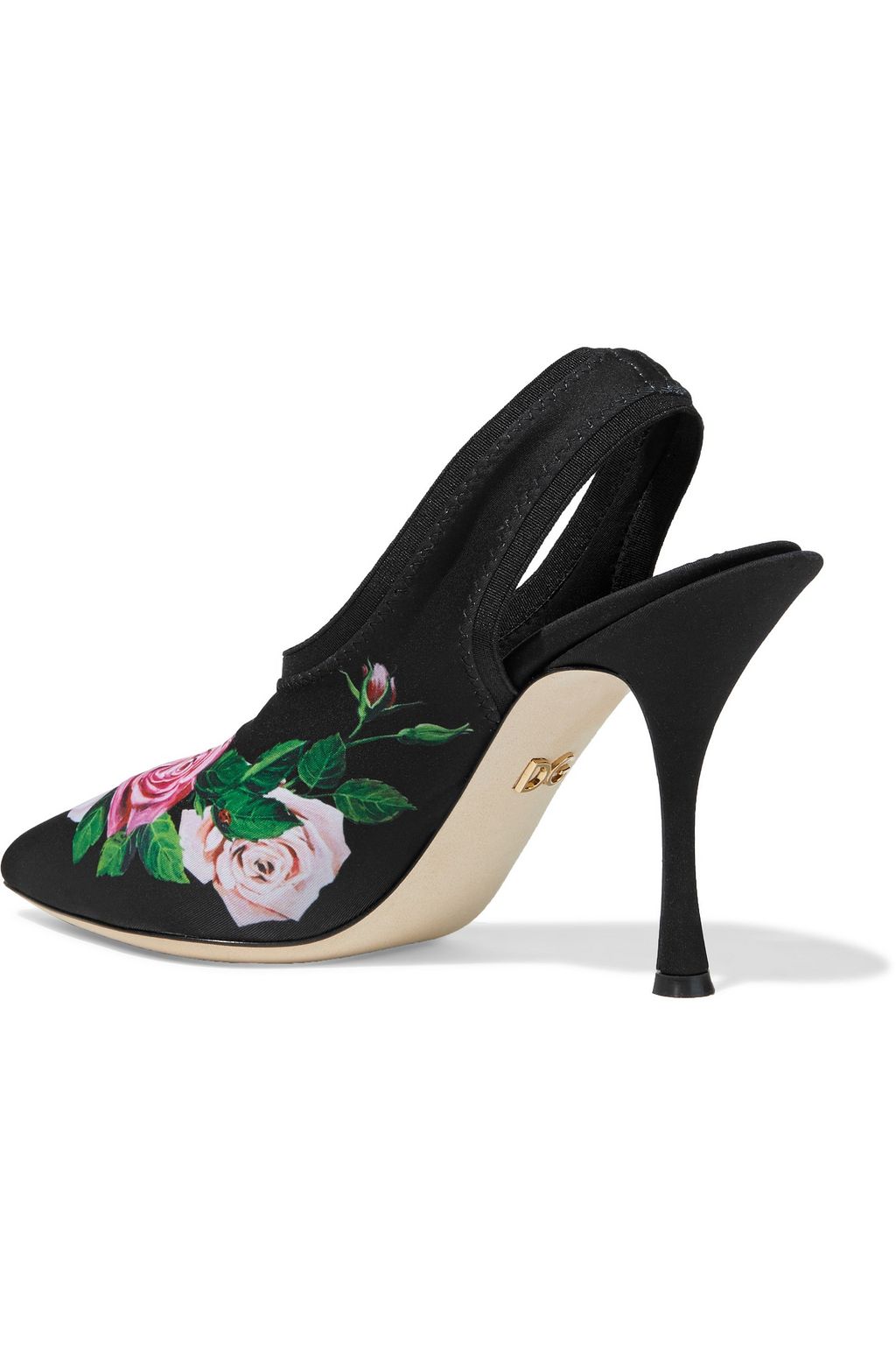 DOLCE&GABBANA Floral-print stretch-knit slingback pumps