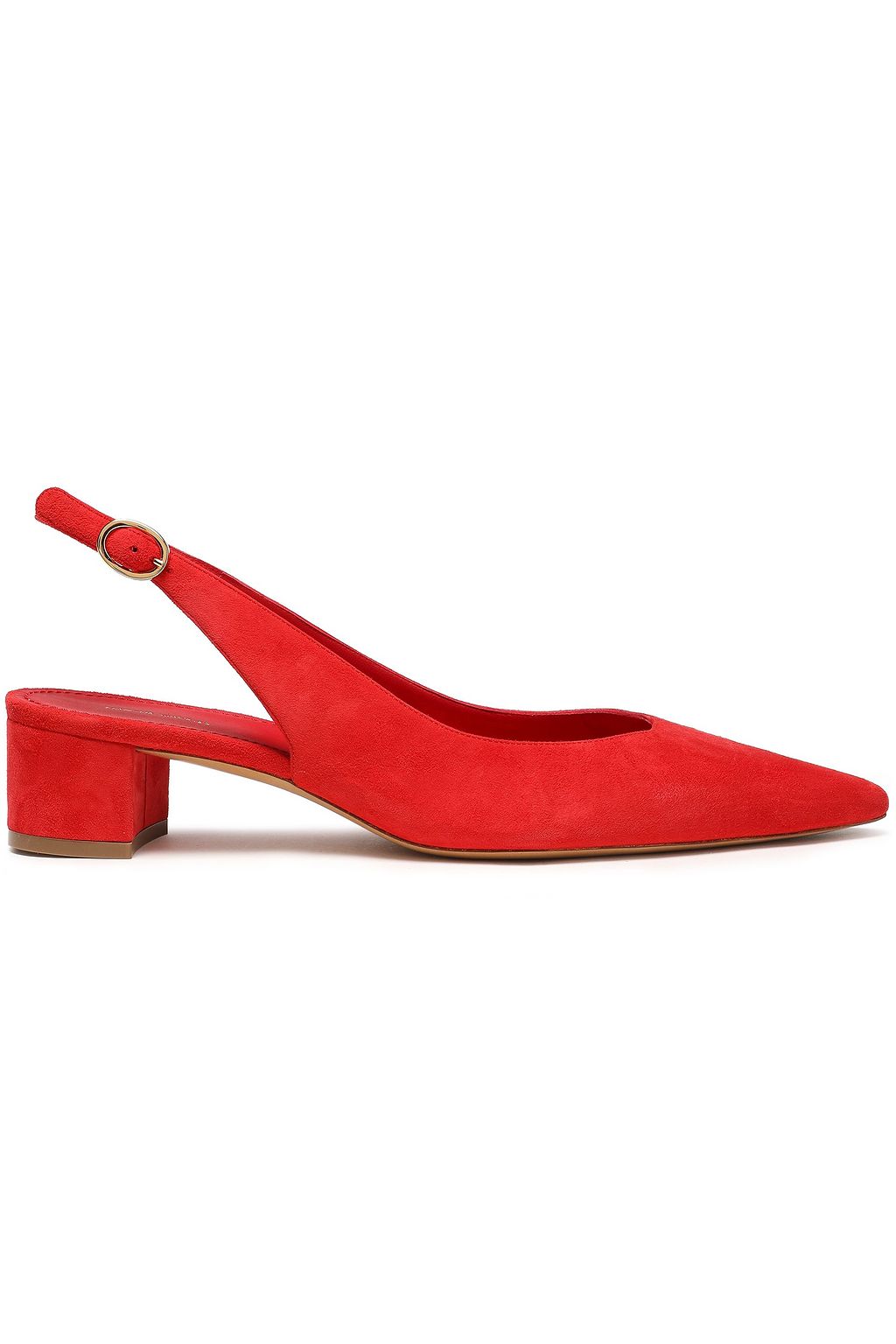 red suede slingback pumps