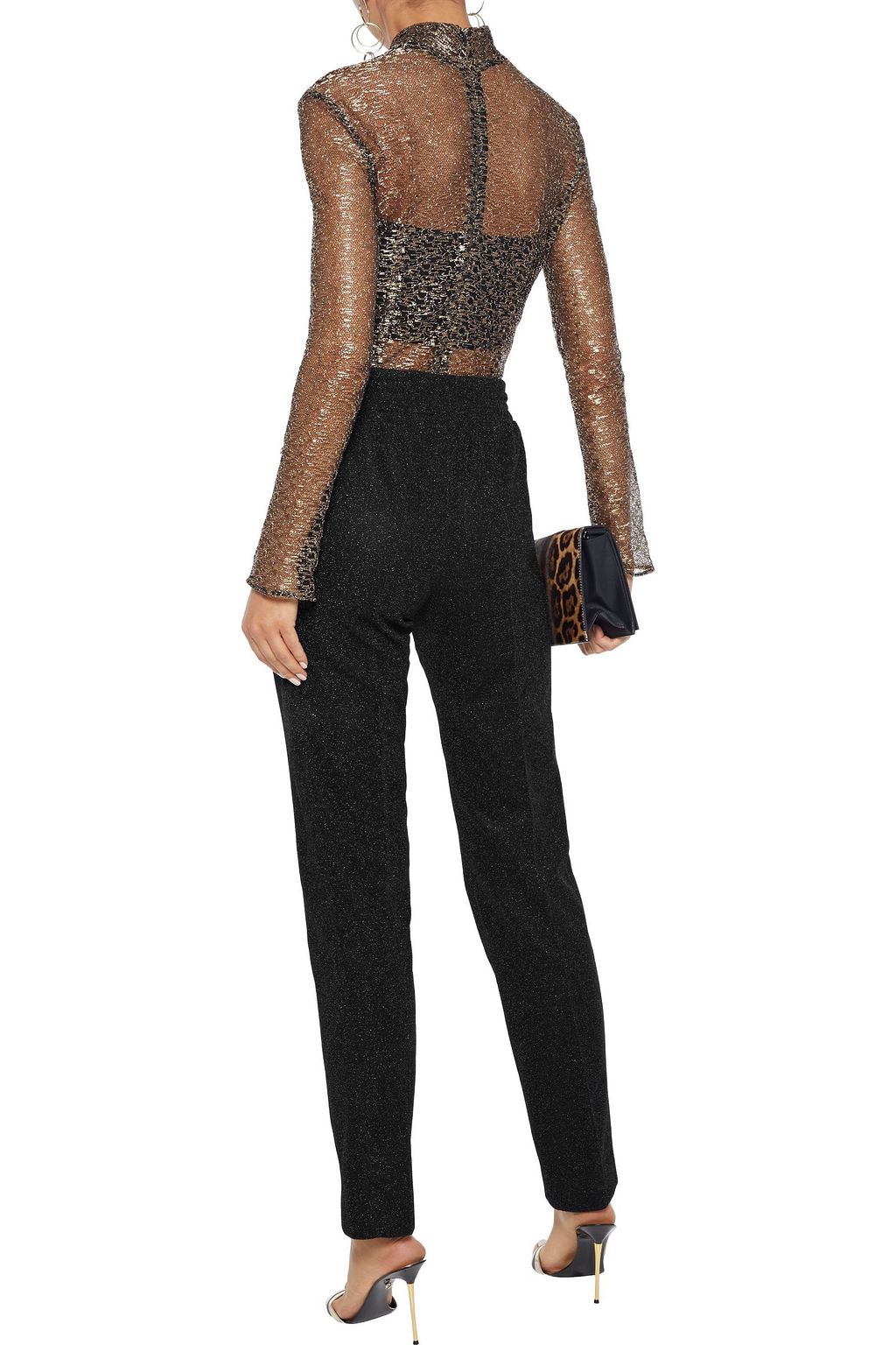 ALEXANDRE VAUTHIER Metallic stretch-knit tapered pants