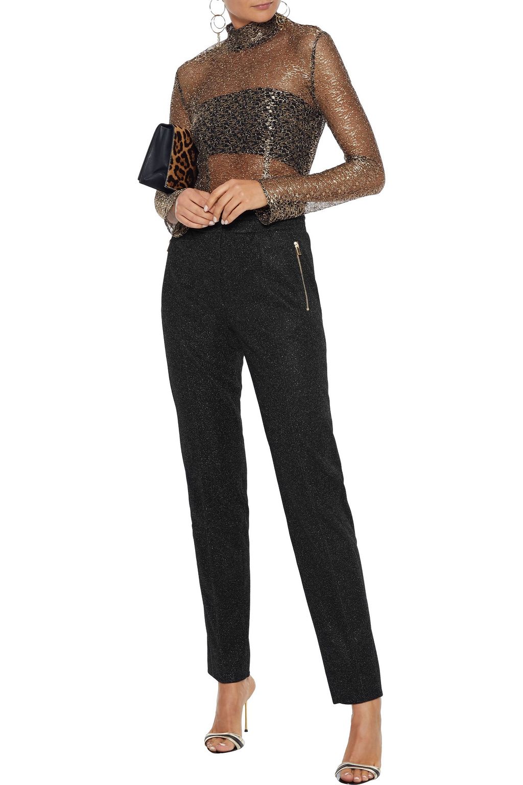 ALEXANDRE VAUTHIER Metallic stretch-knit tapered pants