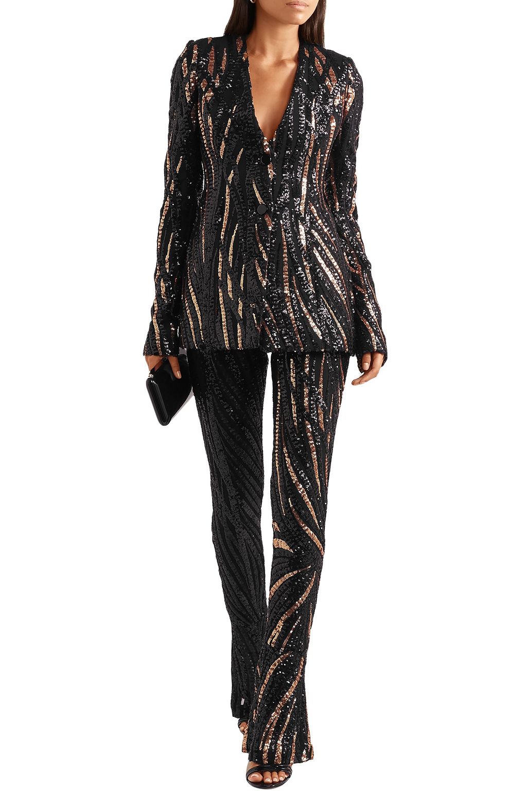 HALPERN Sequined tulle slim-leg pants