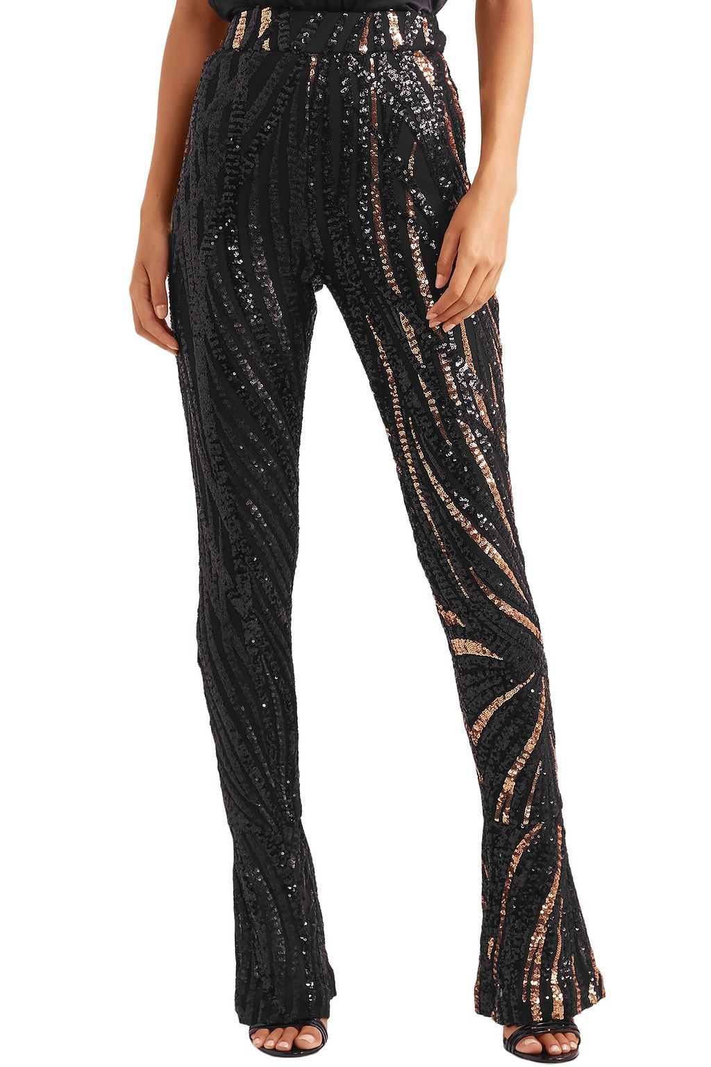 Black Sequined tulle slim-leg pants | HALPERN | THE OUTNET