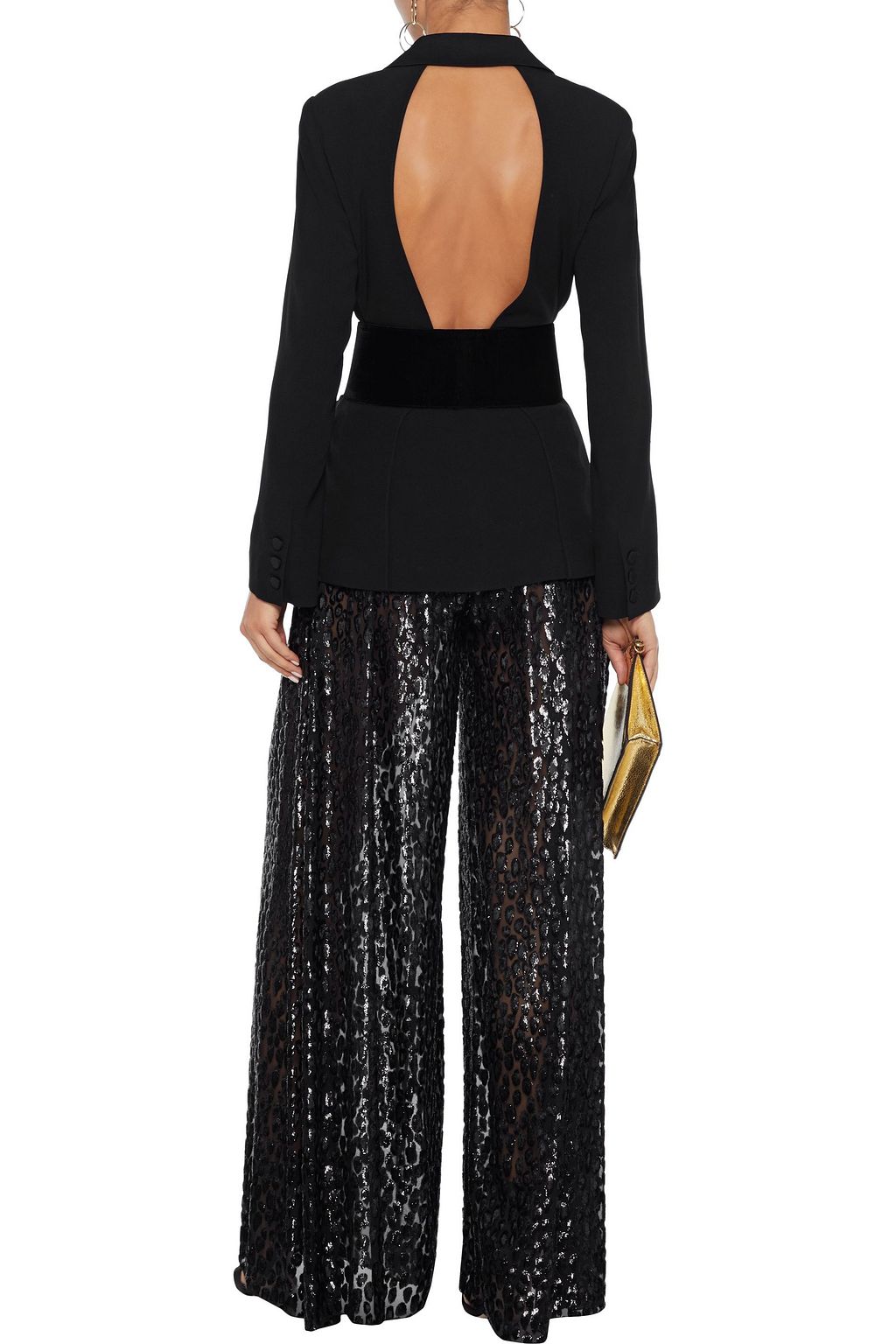 ALEXANDRE VAUTHIER Metallic fil coupé chiffon wide-leg pants