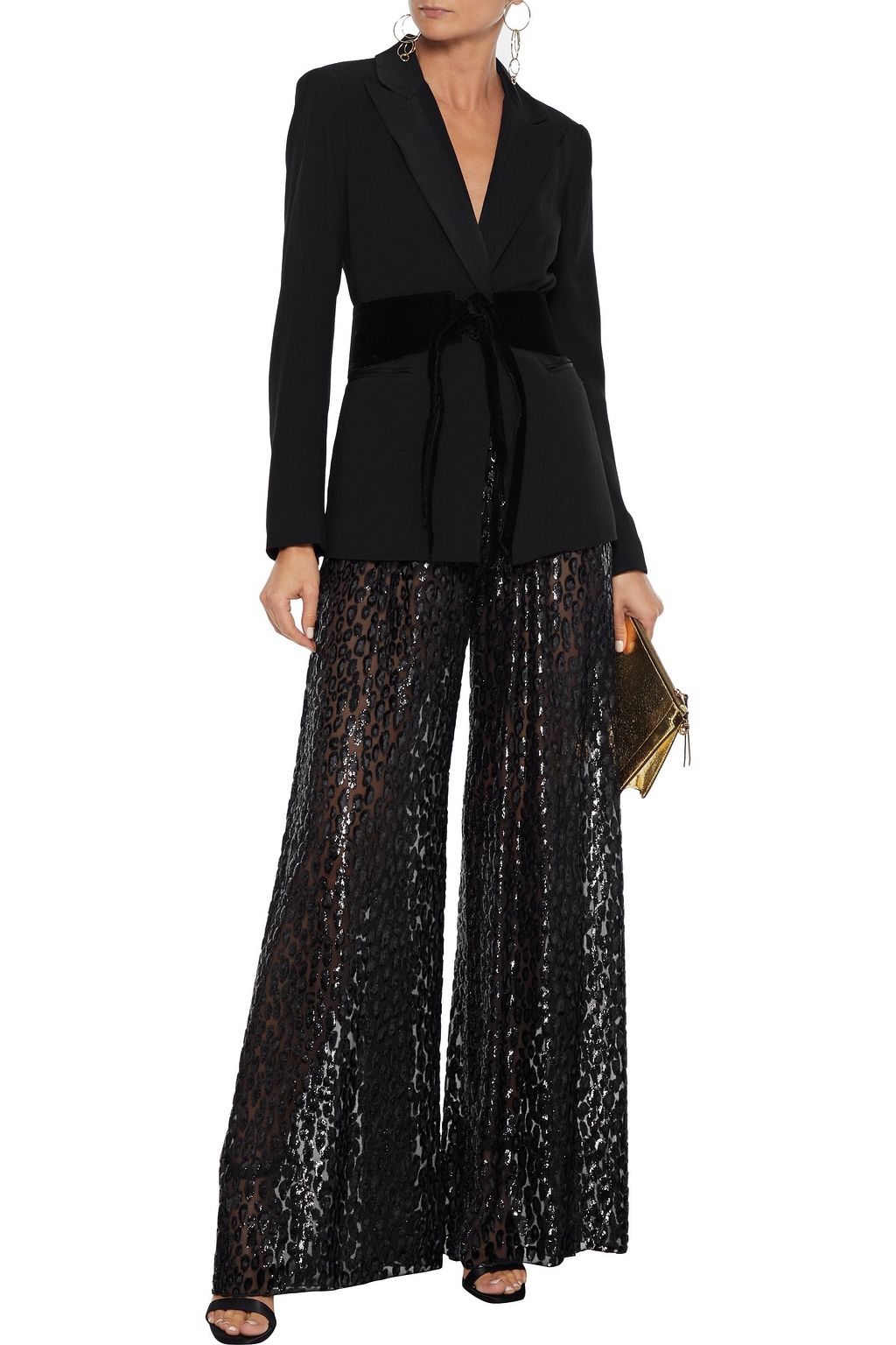 ALEXANDRE VAUTHIER Metallic fil coupé chiffon wide-leg pants