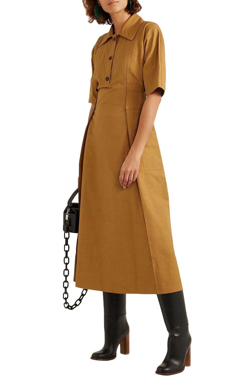 MARNI Pleated canvas midi dress