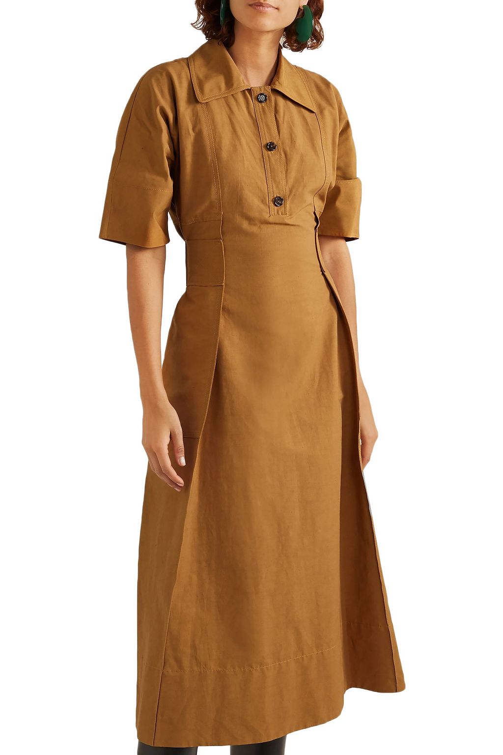 MARNI Pleated canvas midi dress