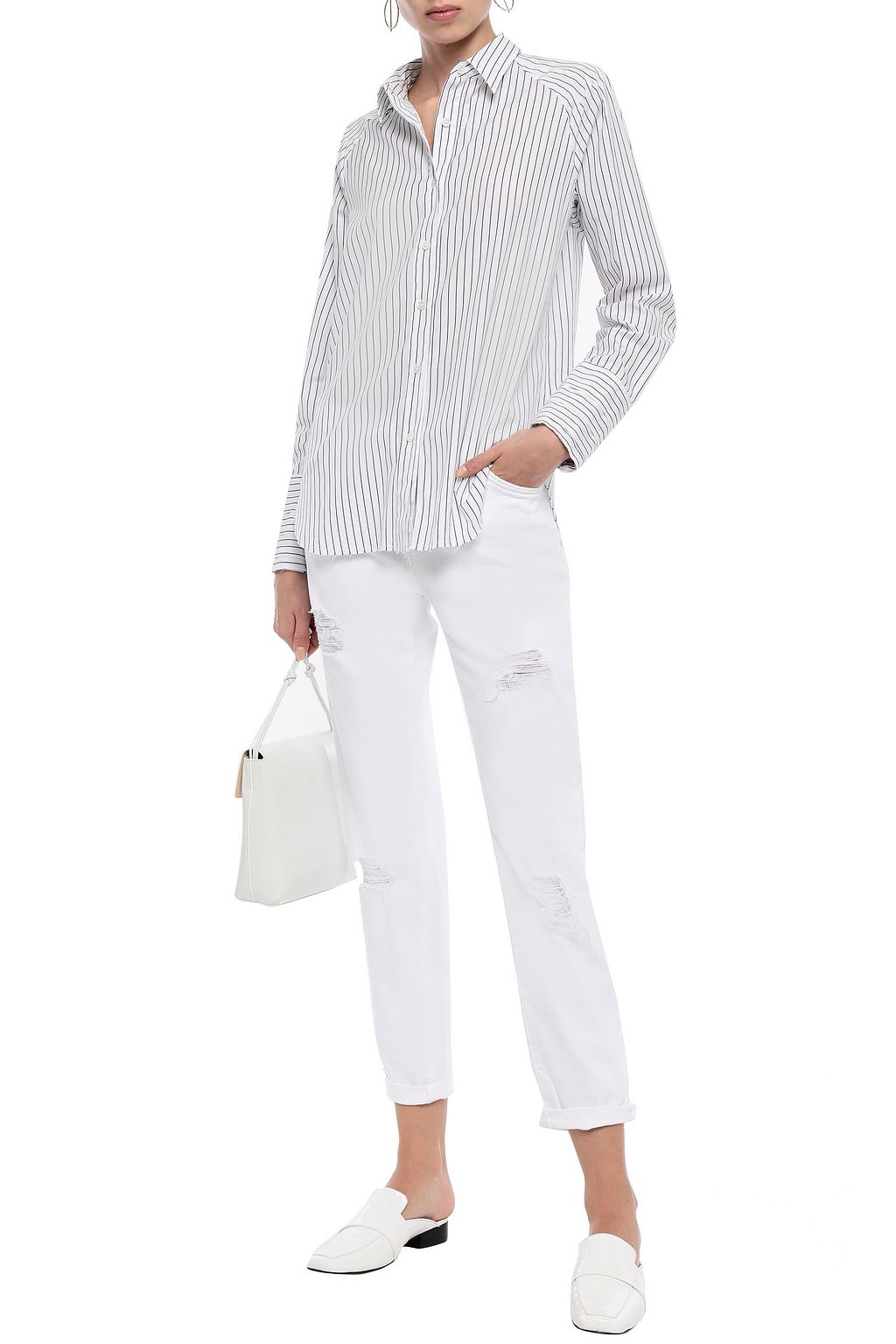 CURRENT/ELLIOTT Cropped low-rise slim-leg jeans