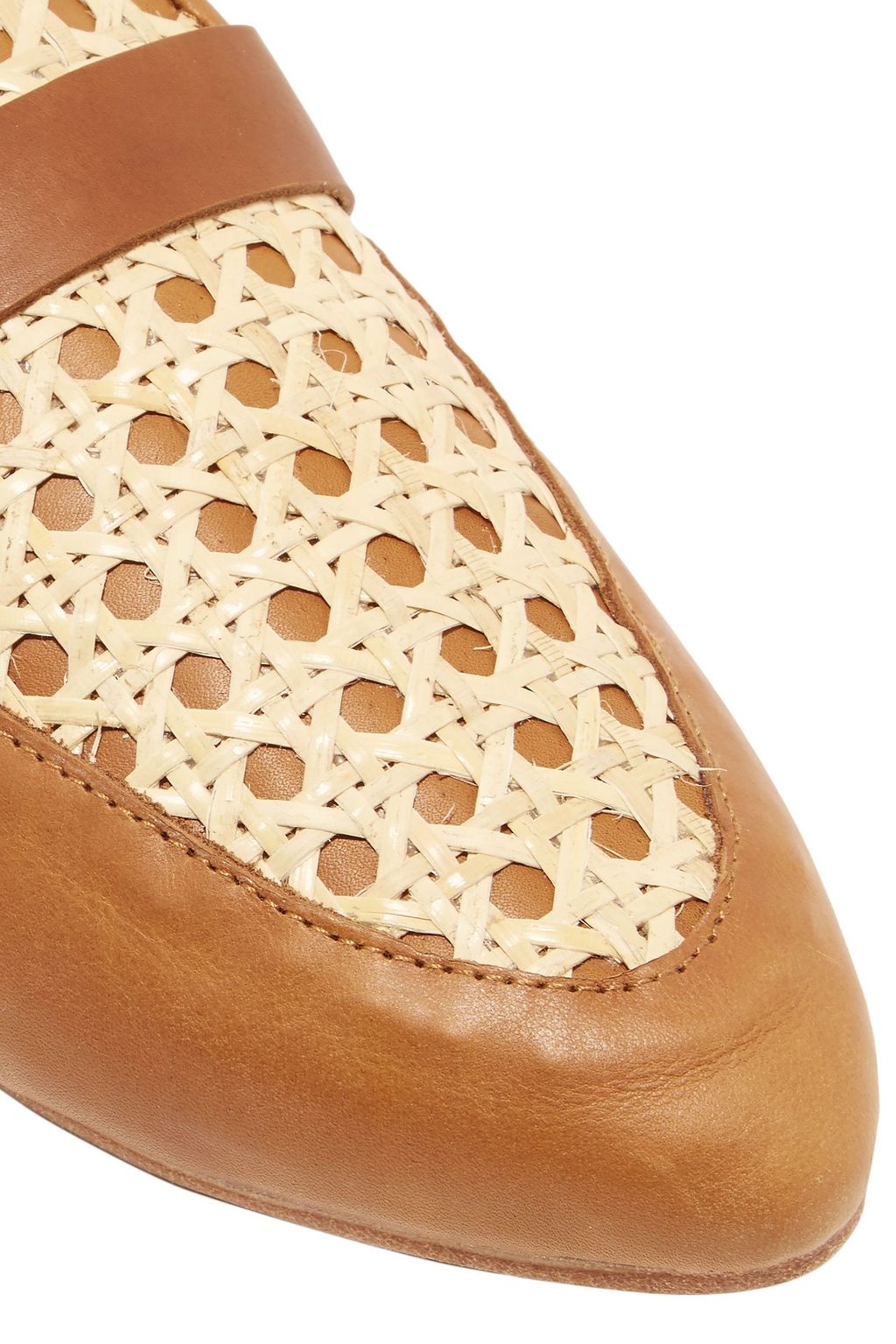 ST. AGNI Siena leather and rattan slippers