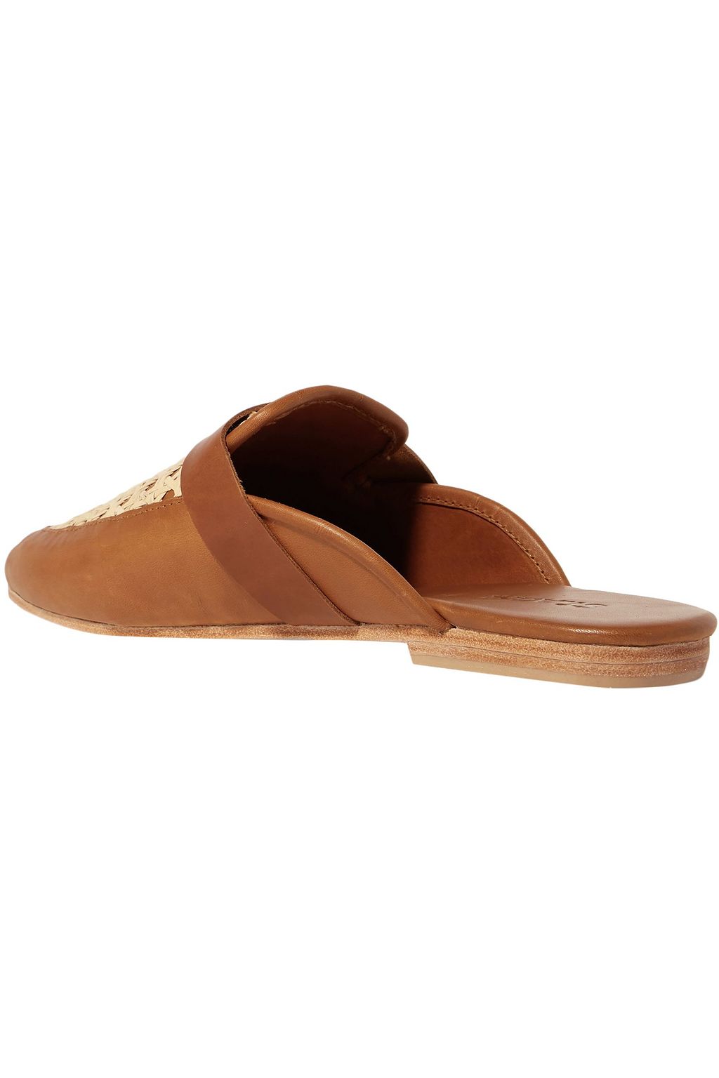 ST. AGNI Siena leather and rattan slippers