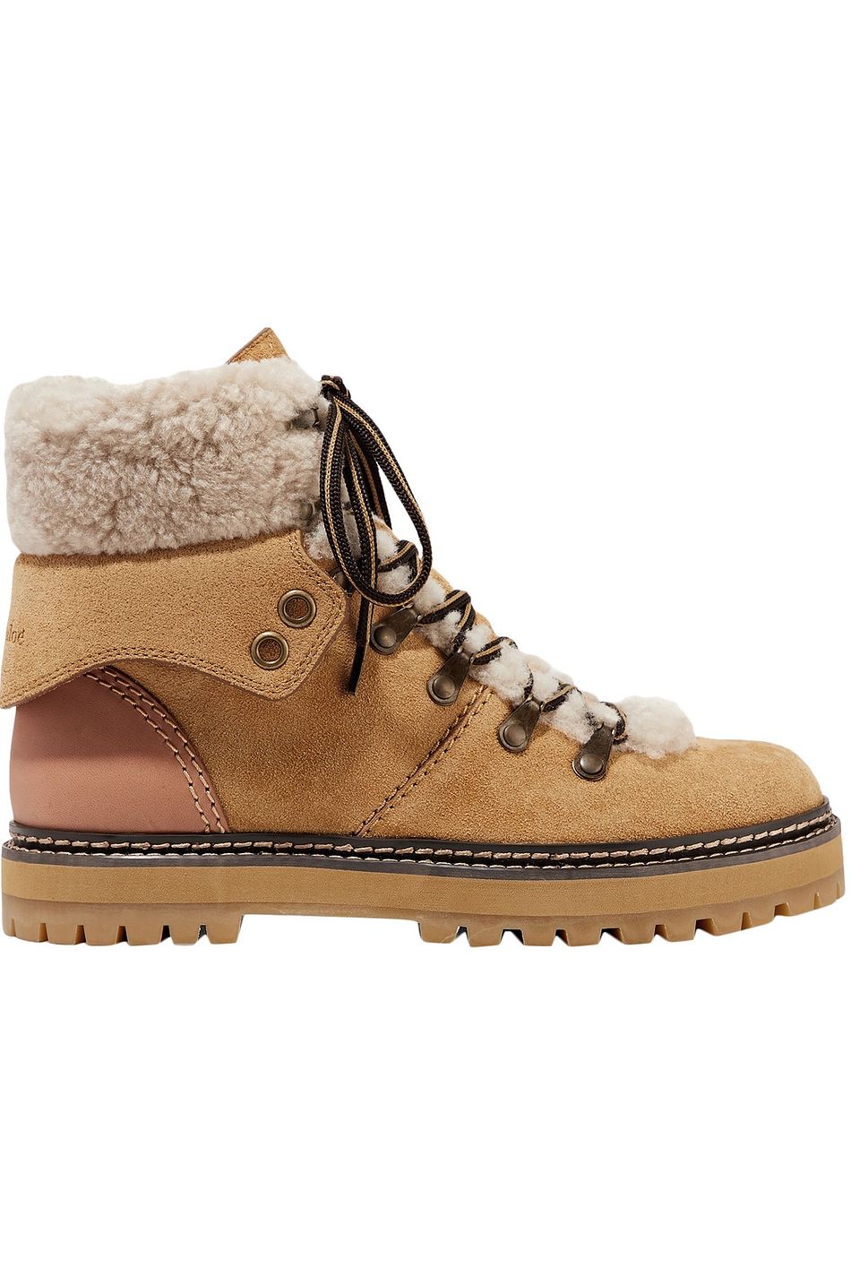 see by chloe leather trimmed suede ankle boots