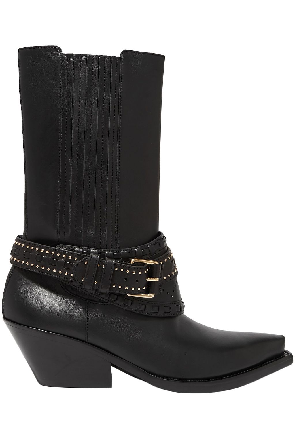 Black Cowboy Mid buckled studded 