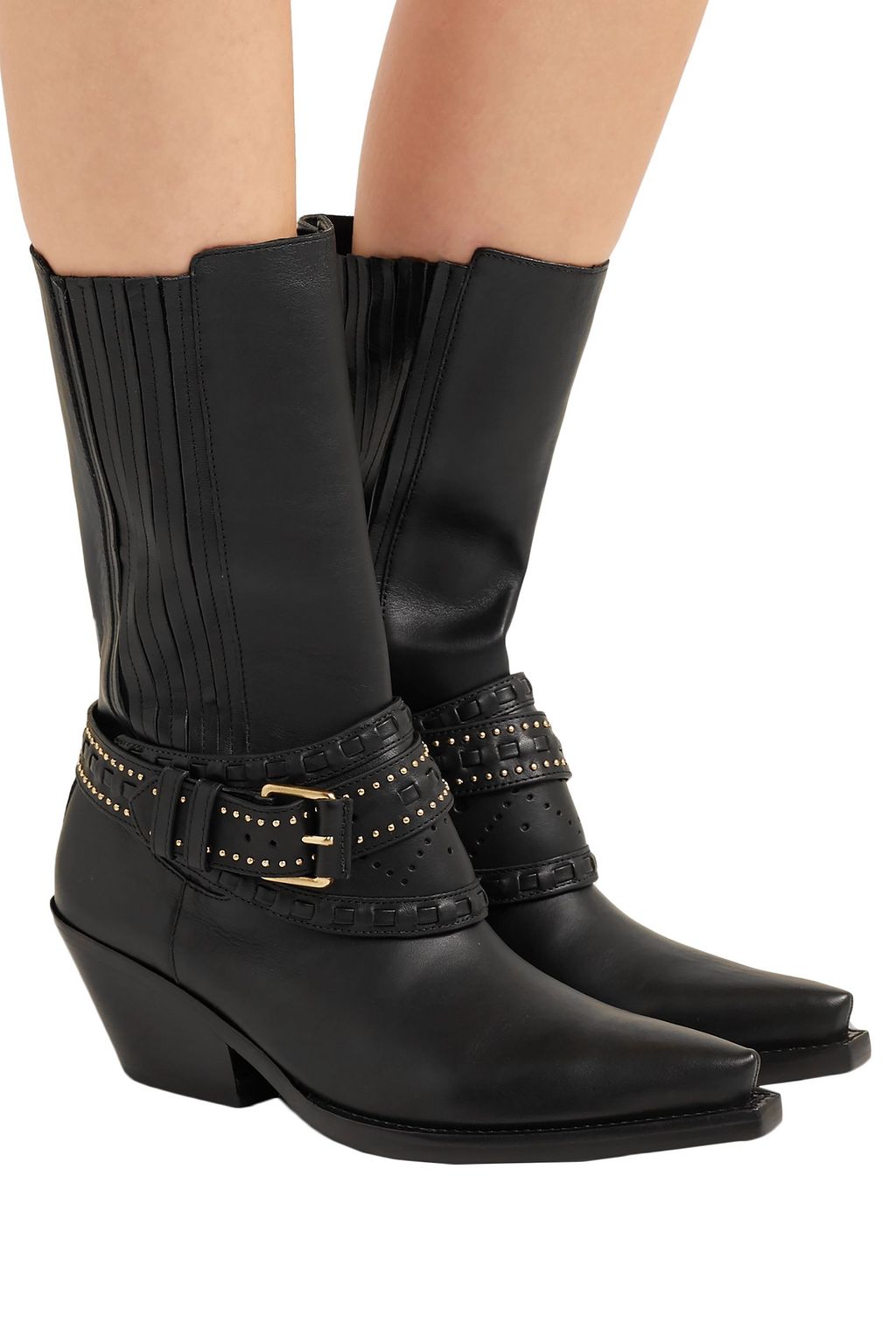 ZIMMERMANN Cowboy Mid buckled studded leather boots