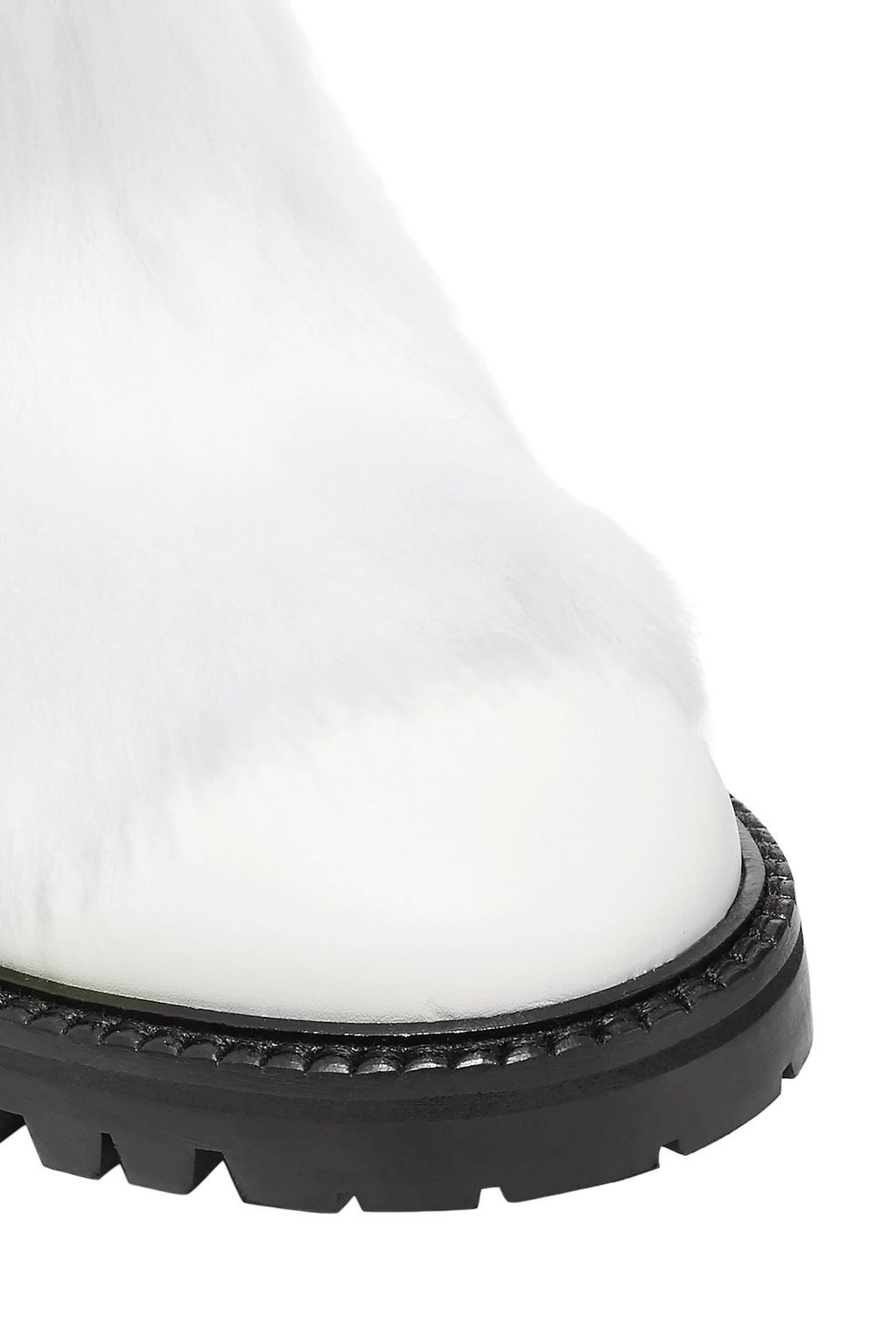 JIMMY CHOO Glacie shearling-trimmed embellished shell and leather ankle boots
