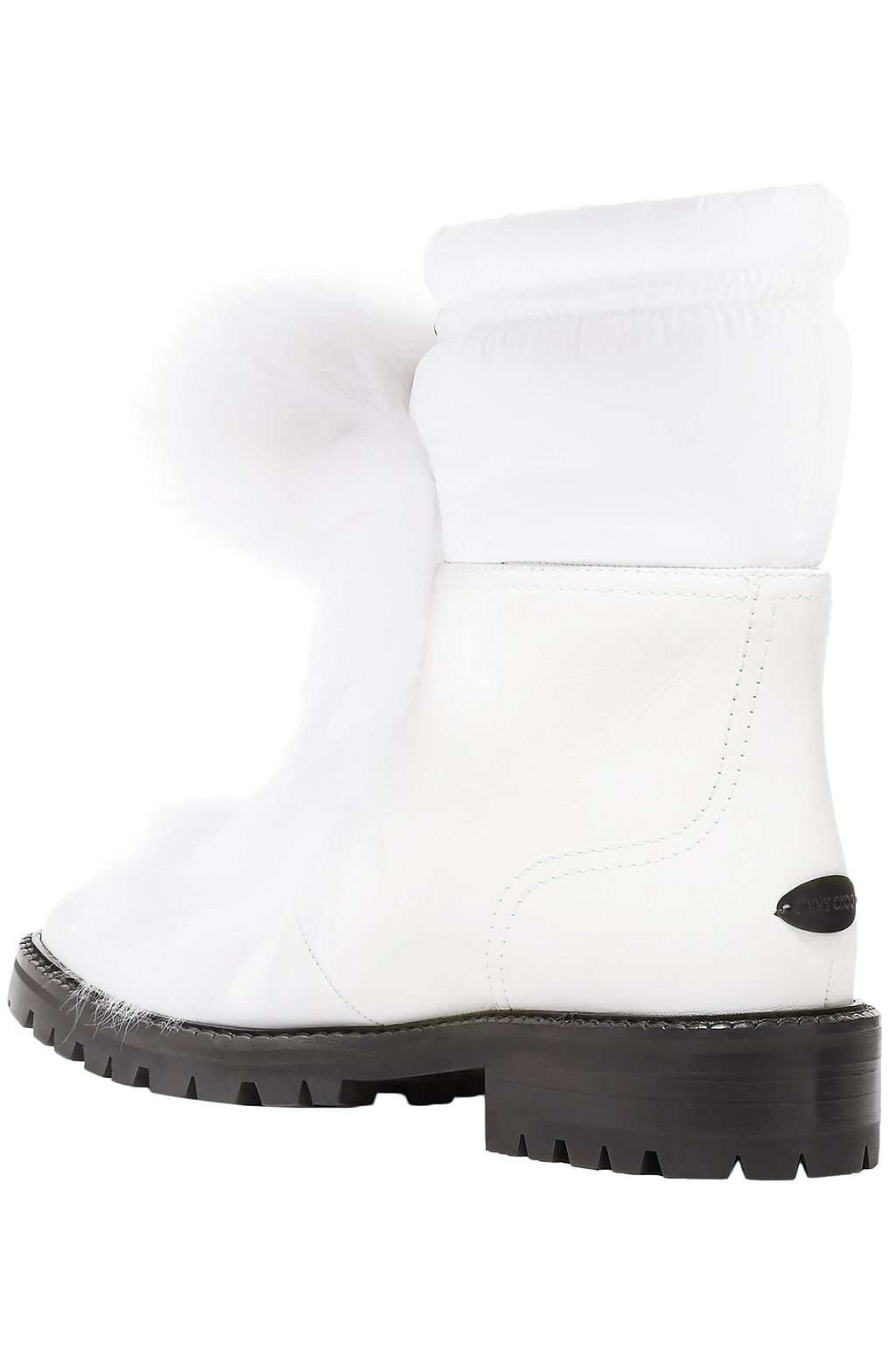 JIMMY CHOO Glacie shearling-trimmed embellished shell and leather ankle boots