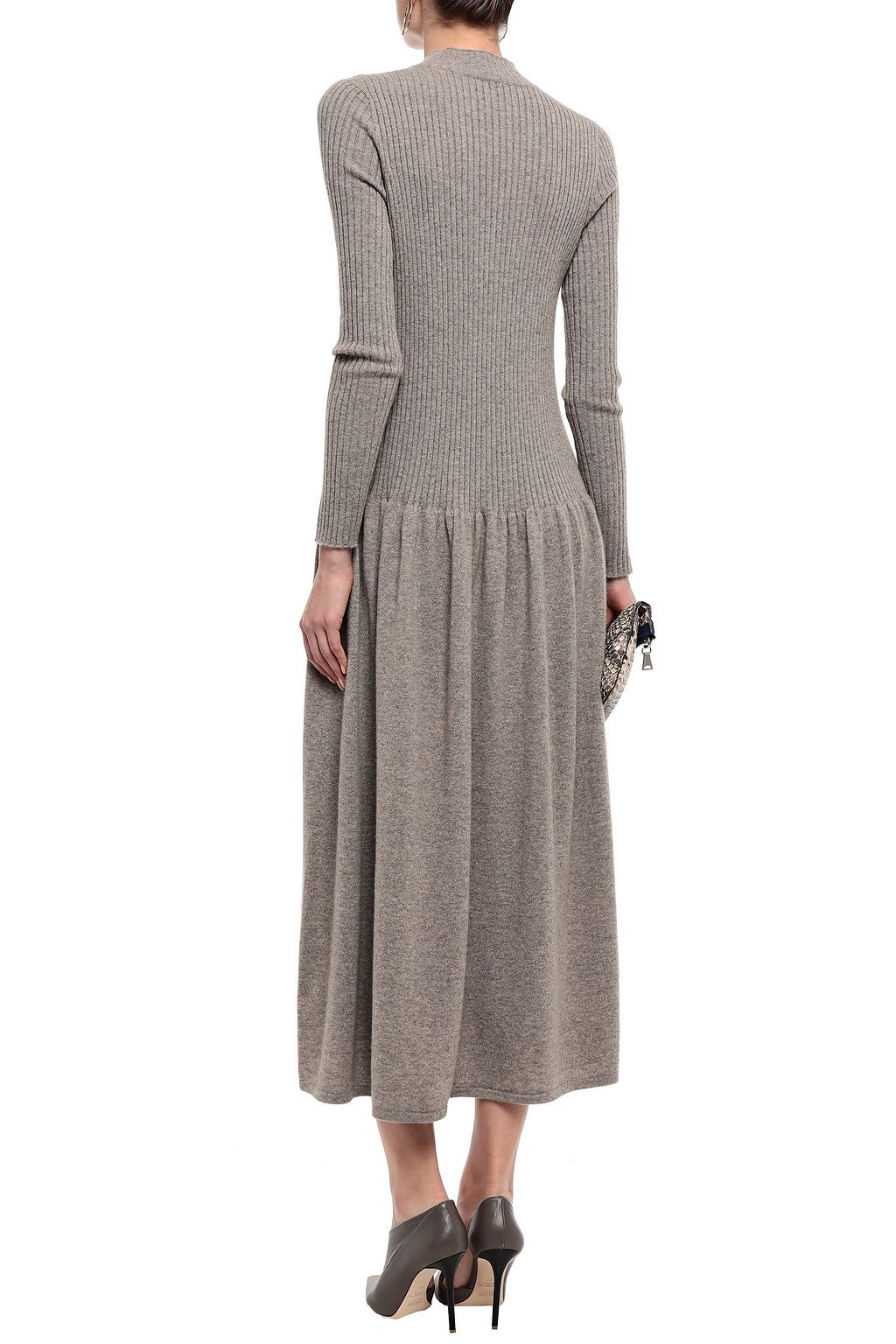AGNONA Flared ribbed mélange cashmere midi dress
