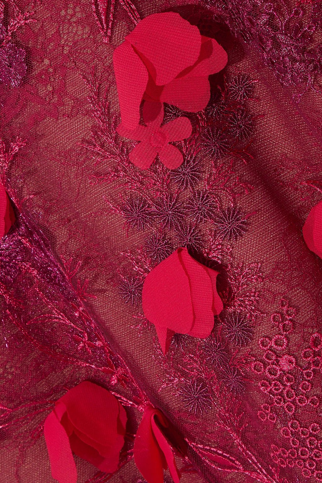 MARCHESA NOTTE Floral-appliquéd embroidered tulle mini dress