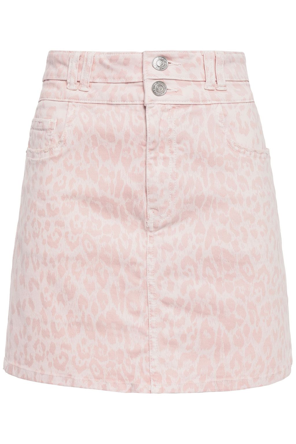 pink leopard print denim skirt