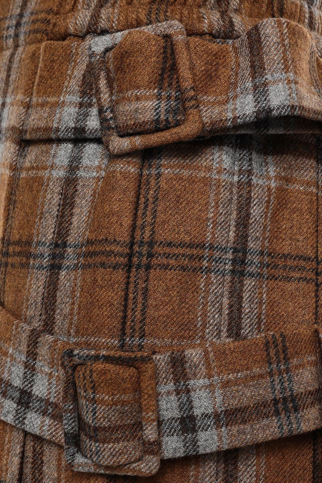 AGNONA Pleated checked wool and cashmere-blend midi skirt