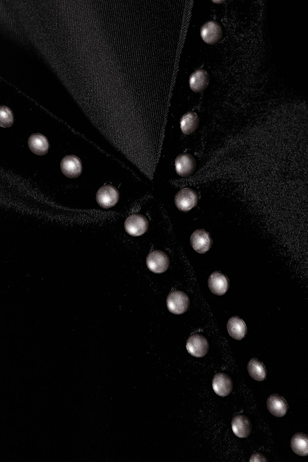 SAINT LAURENT Studded ruffled velvet mini dress
