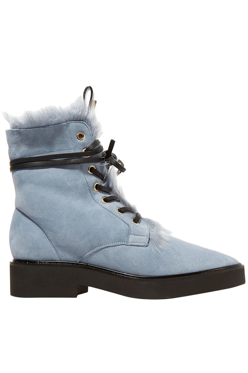 light blue suede ankle boots