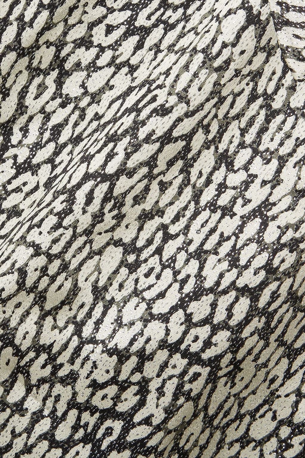 SAINT LAURENT Leopard-print silk-blend lamé mini dress