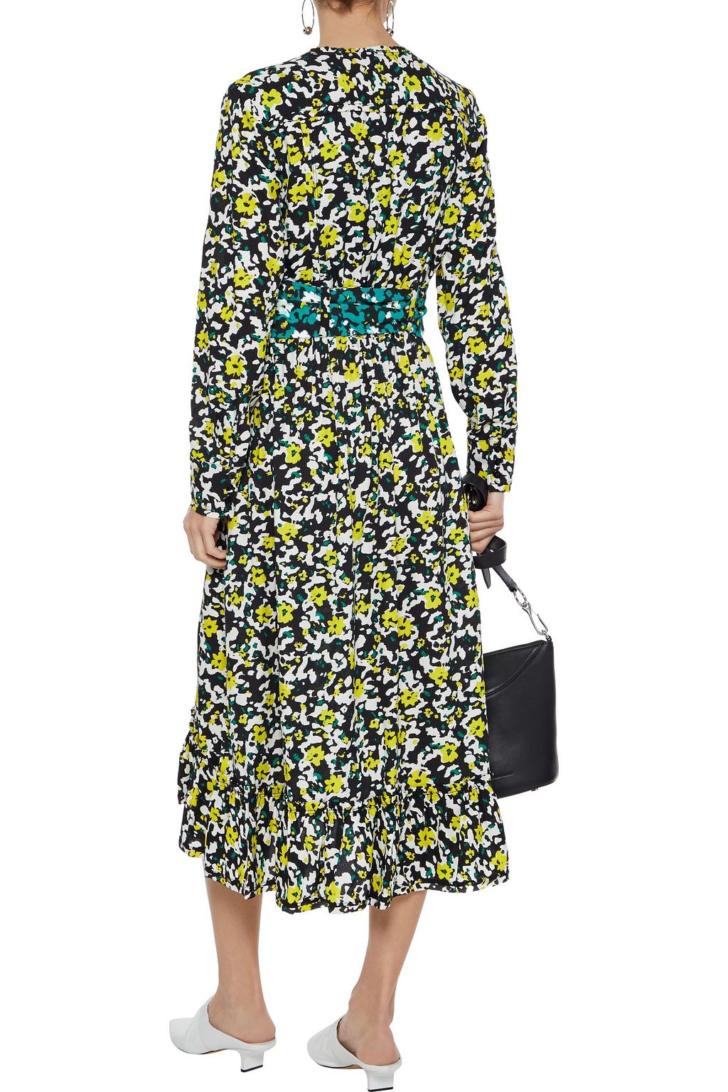 PROENZA SCHOULER Belted ruffle-trimmed printed crepe midi dress