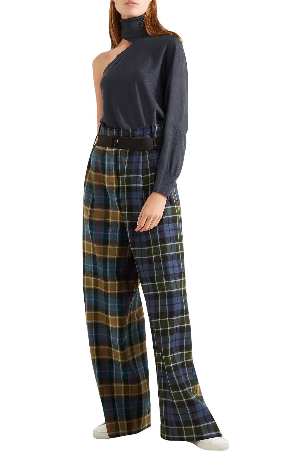 BRUNELLO CUCINELLI One-shoulder cutout cashmere and silk-blend turtleneck sweater