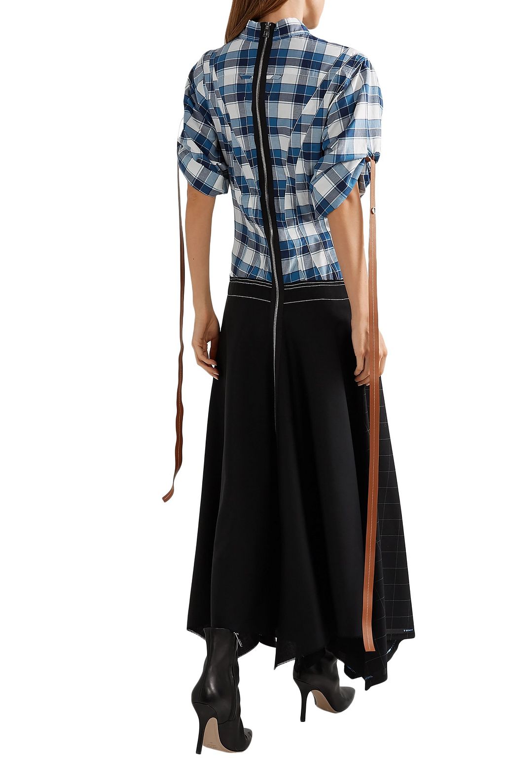 LOEWE Checked cotton-paneled wool and mohair-blend maxi dress