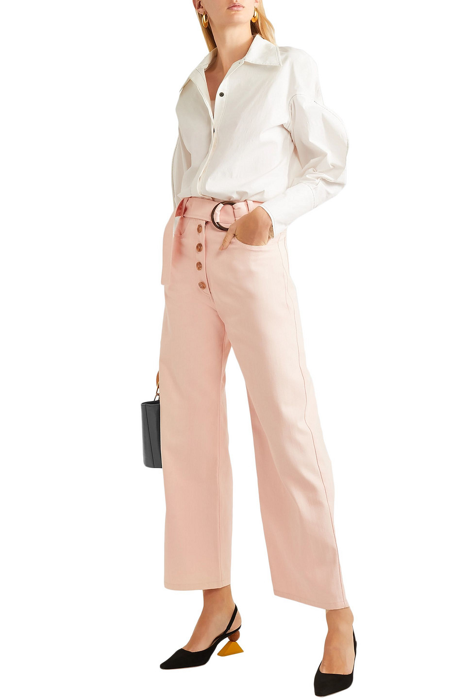 Click to view more detailed imagery on our partner's website Rejina Pyo Emily Belted High-rise Wide-leg Jeans In Peach