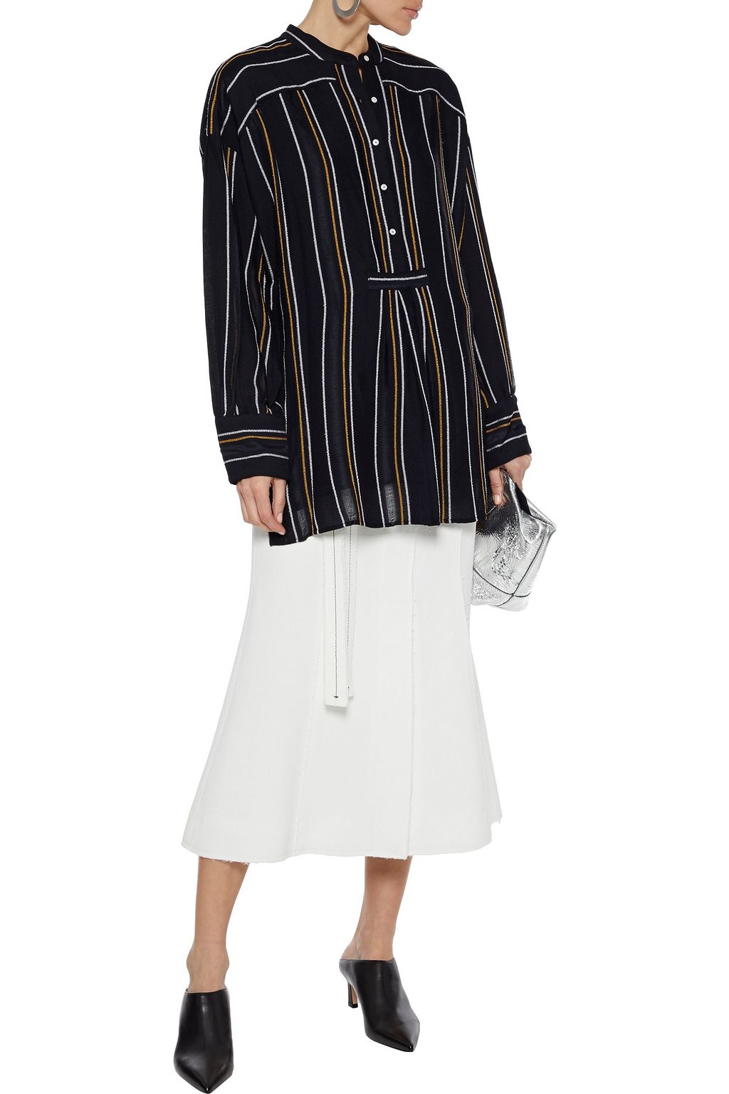PROENZA SCHOULER Distressed striped crepe blouse