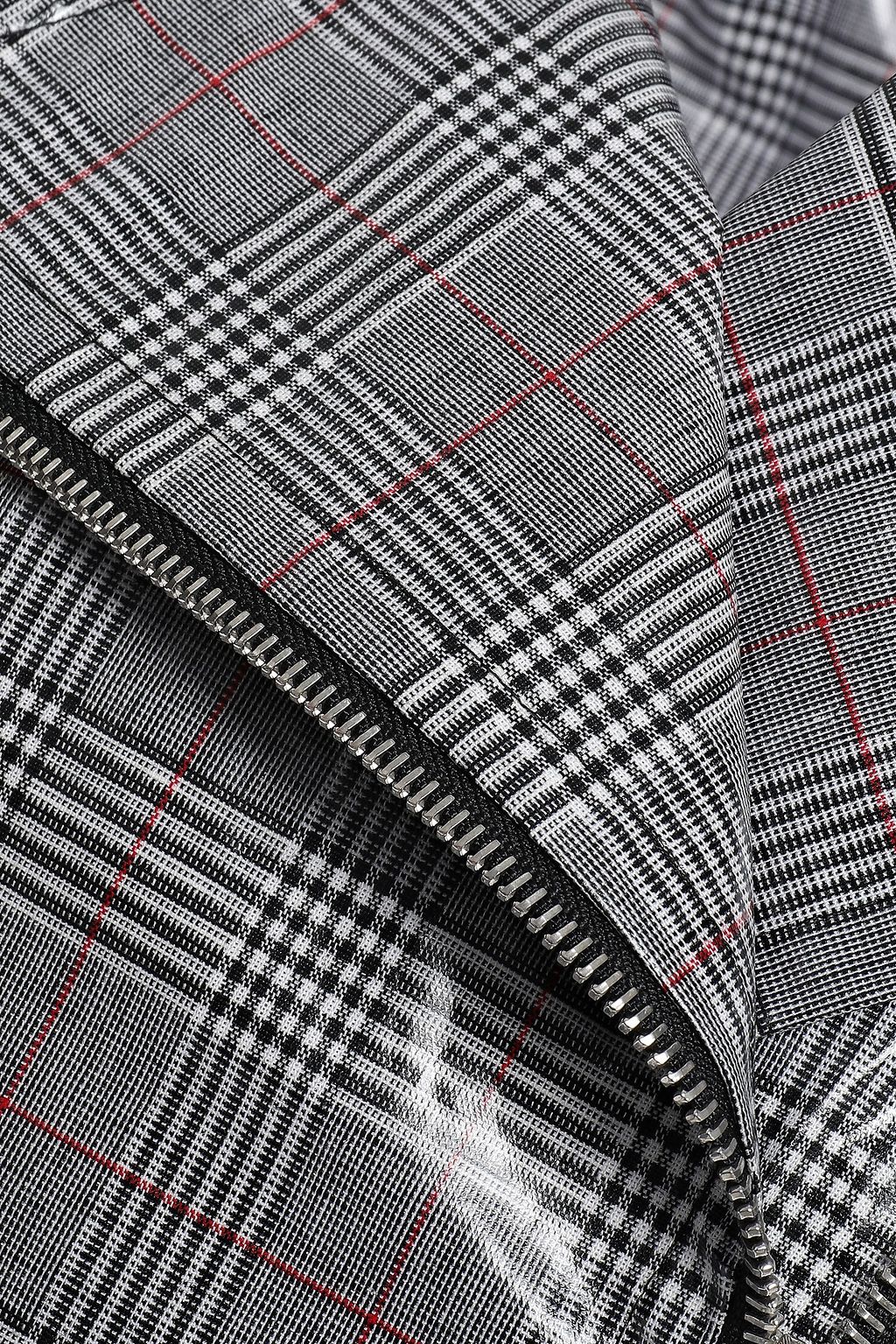 BOUTIQUE MOSCHINO Checked coated cotton and linen-blend raincoat