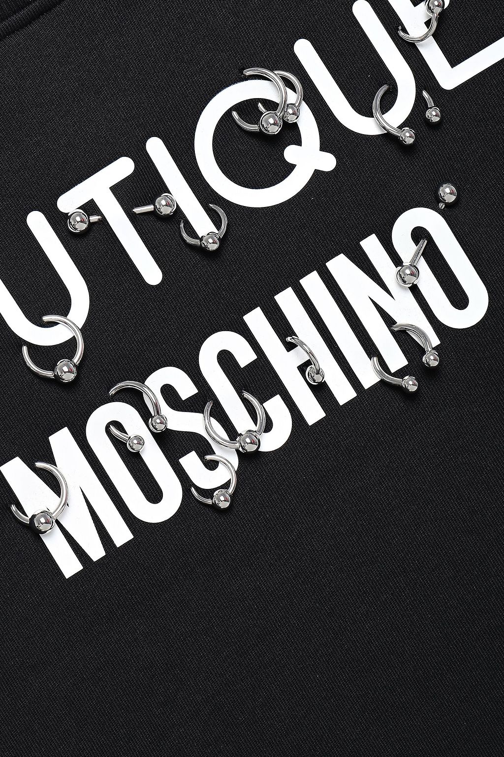 BOUTIQUE MOSCHINO Barbell-embellished printed cotton-jersey T-shirt
