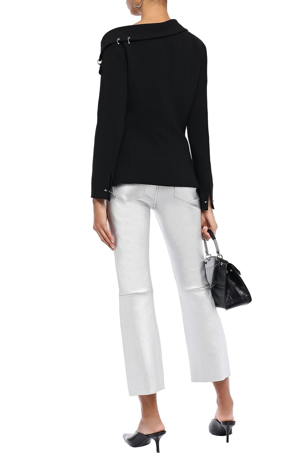 BOUTIQUE MOSCHINO One-shoulder barbell-embellished stretch-crepe jacket