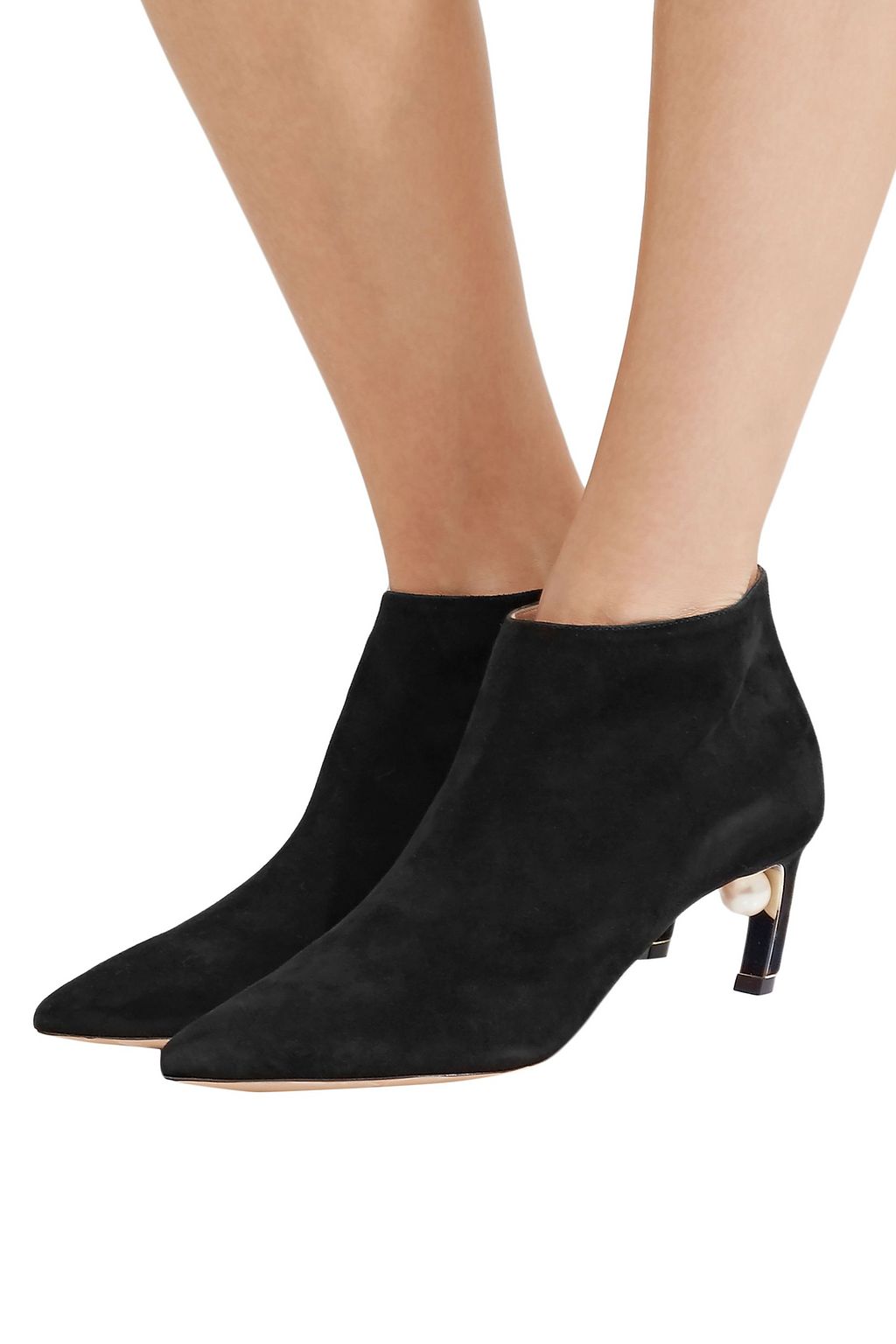 NICHOLAS KIRKWOOD Mira faux pearl-embellished suede ankle boots