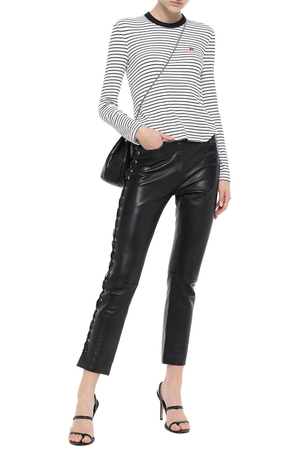 PHILOSOPHY DI LORENZO SERAFINI Striped ribbed modal-blend jersey top