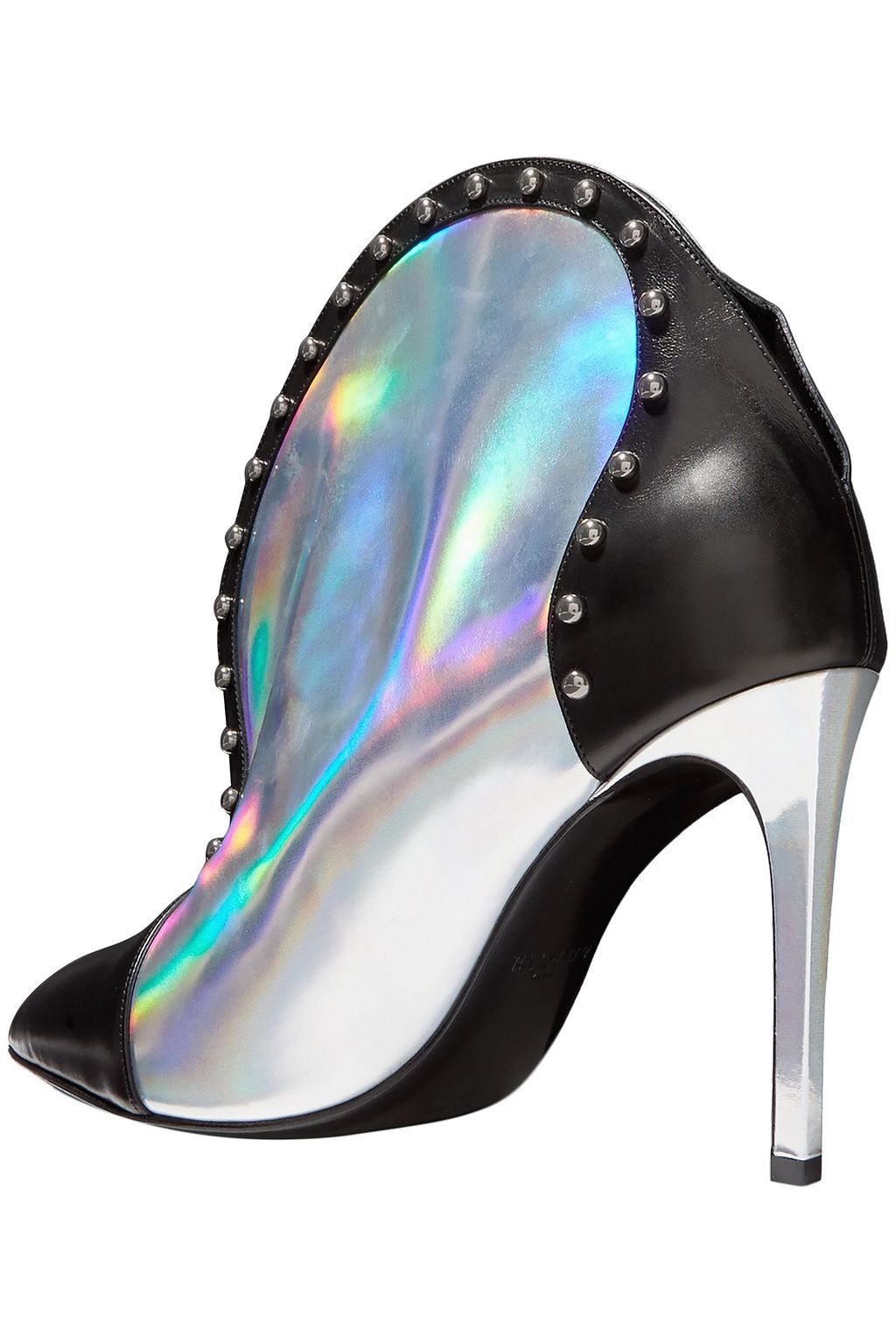 BALMAIN Iren Ankle Boots aus changierendem Leder und Glattleder mit Nieten