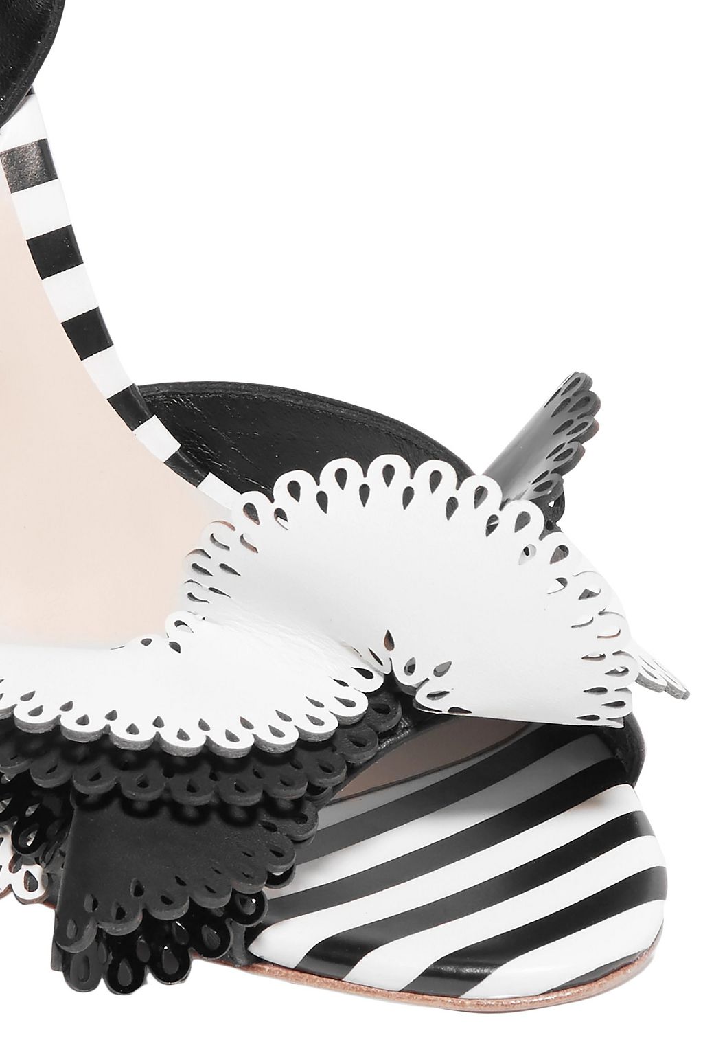 SOPHIA WEBSTER Soleil laser-cut ruffled striped leather sandals